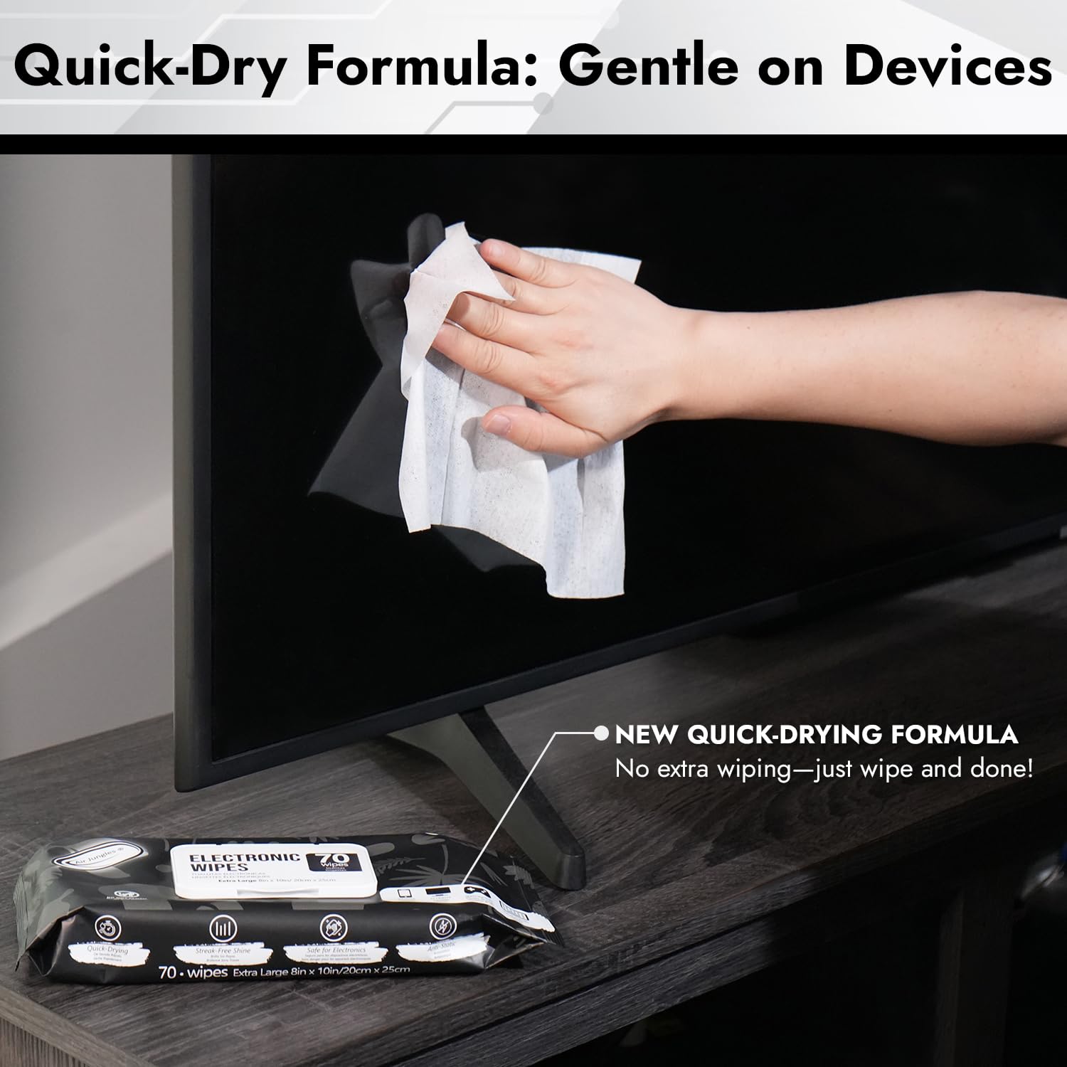 Air Jungles Electronic Wipes Screen Cleaner 70 Count, XL 8x10 Inc by Air Jungles - Angle View 2