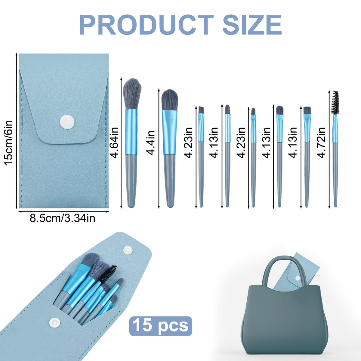 15 Travel Size Makeup Brushes Sets Girl Makeup Party Favors - HDFCLUP Official Imagery - 6