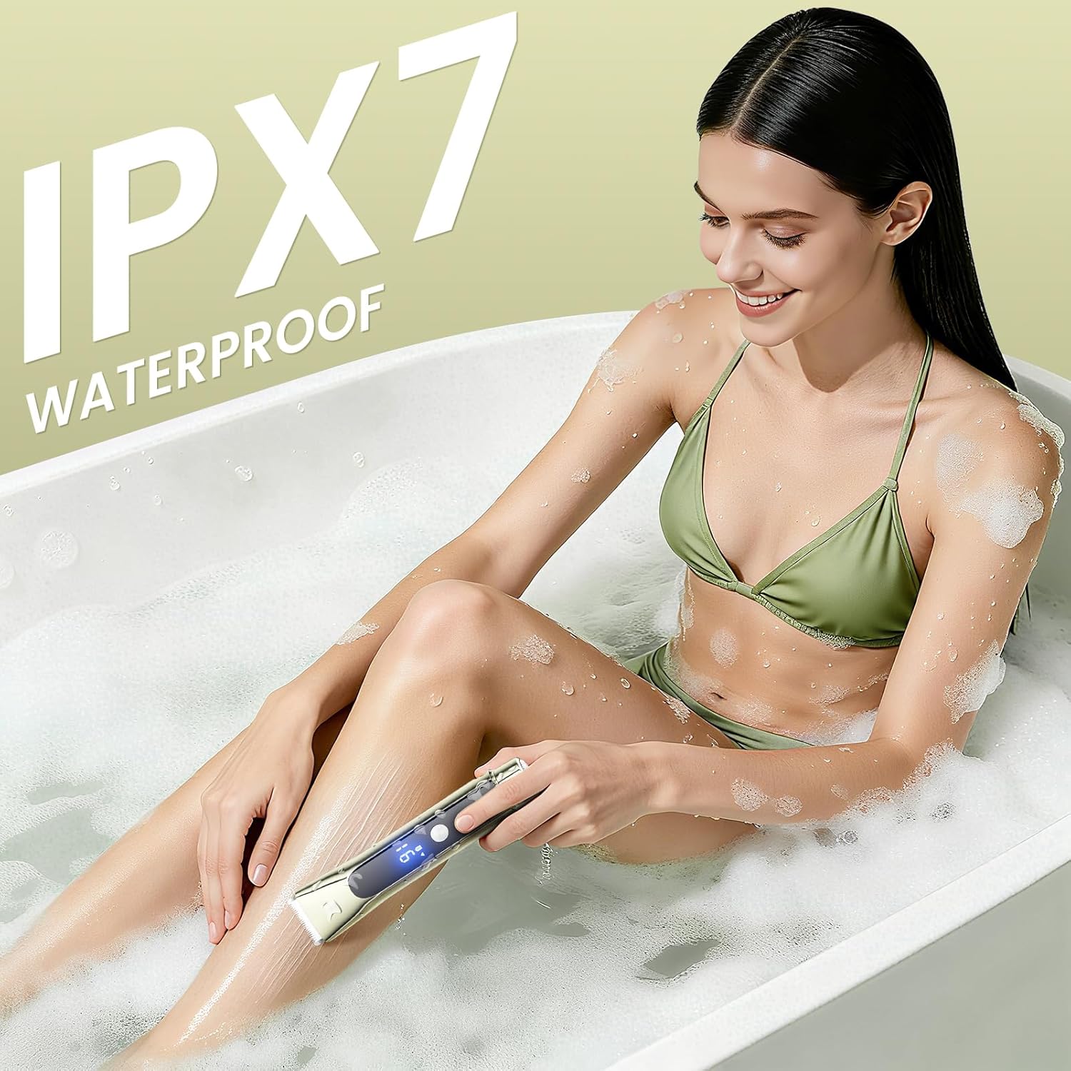 Lmpil 2-in-1 women’s bikini trimmer and electric razor with dual ceramic blades, compact and easy to use for body grooming.