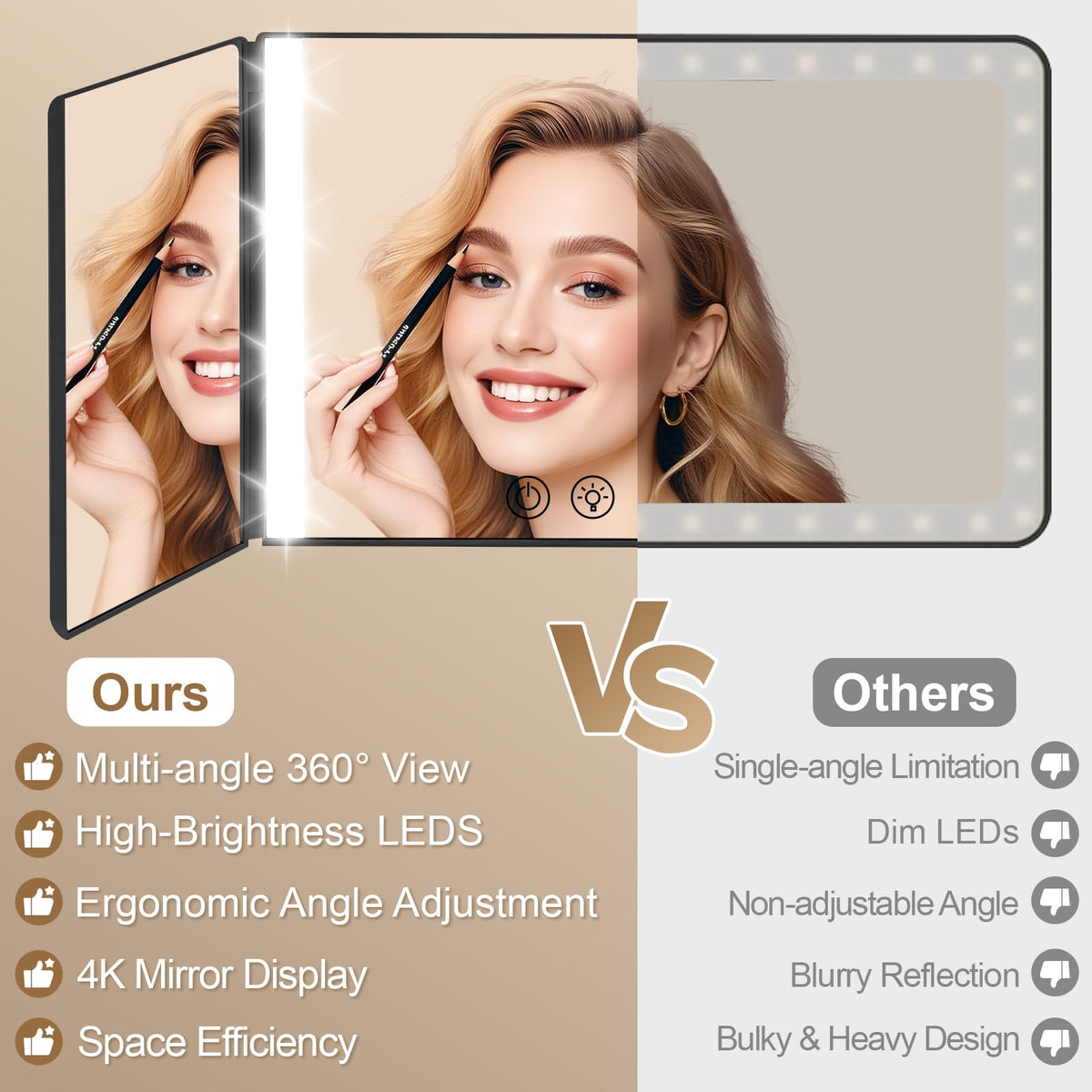 Car Vanity Mirror Sun Visor Mirror with Light with Car Charm - BLOOMINIQUE Official Imagery - 8