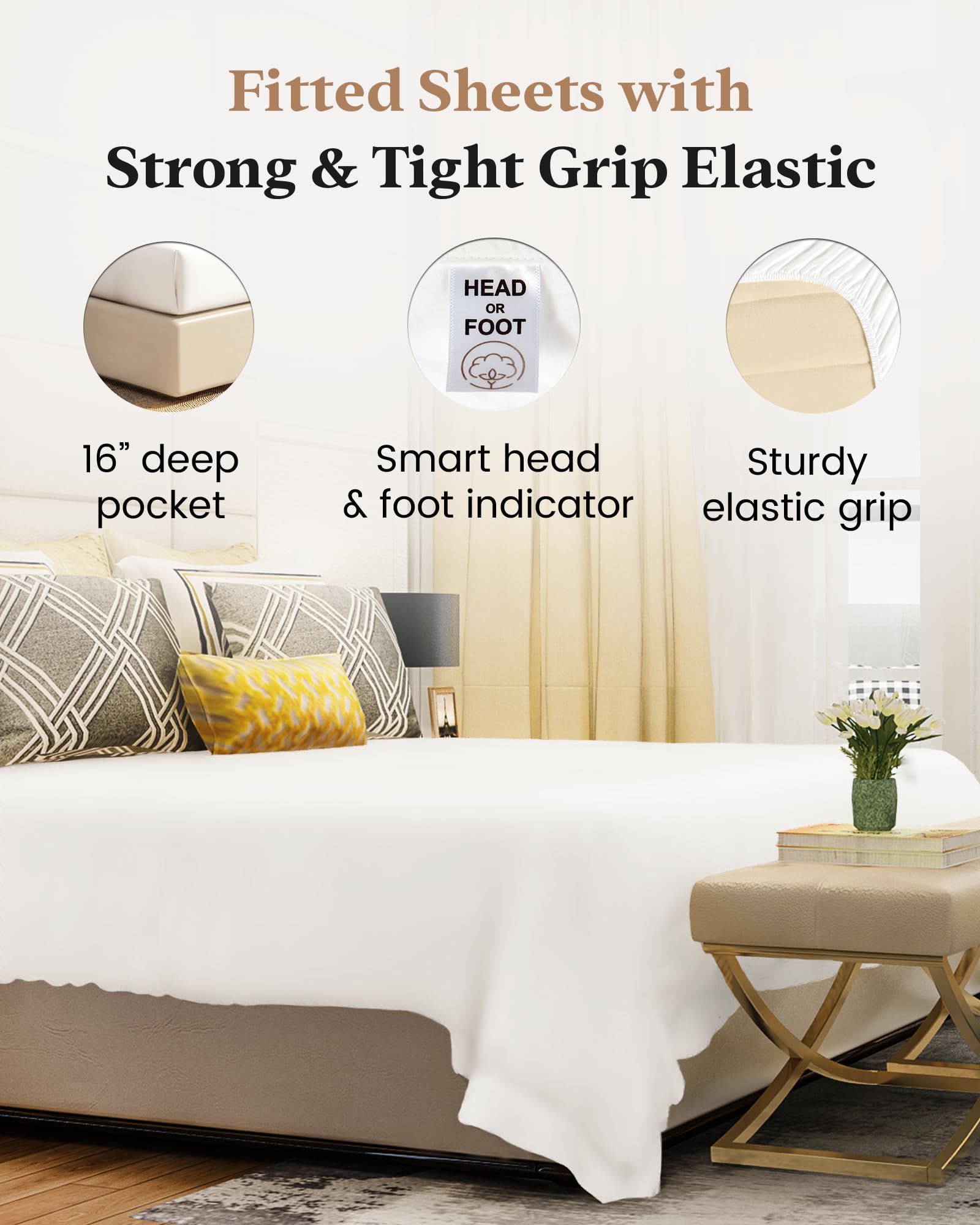 Good Sleep Bedding 100% Egyptian Cotton Twin XL Fitted Sheet, 100 - Good Sleep Bedding Official Product View 3