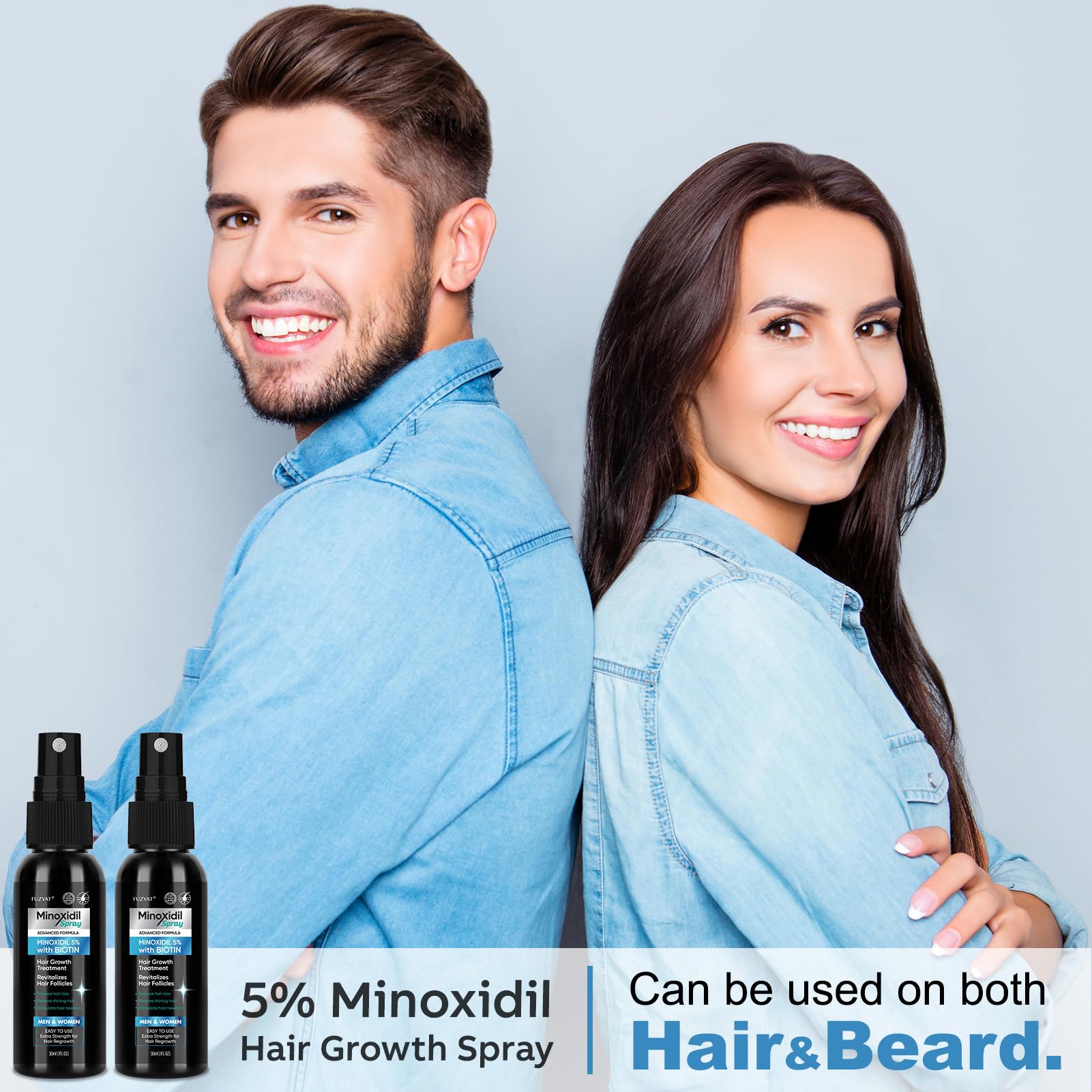 FUZYAT 5% Minoxidil Beard and Hair, Minoxidil Hair Growth Spray with Biotin & - FUZYAT Official Product View 8