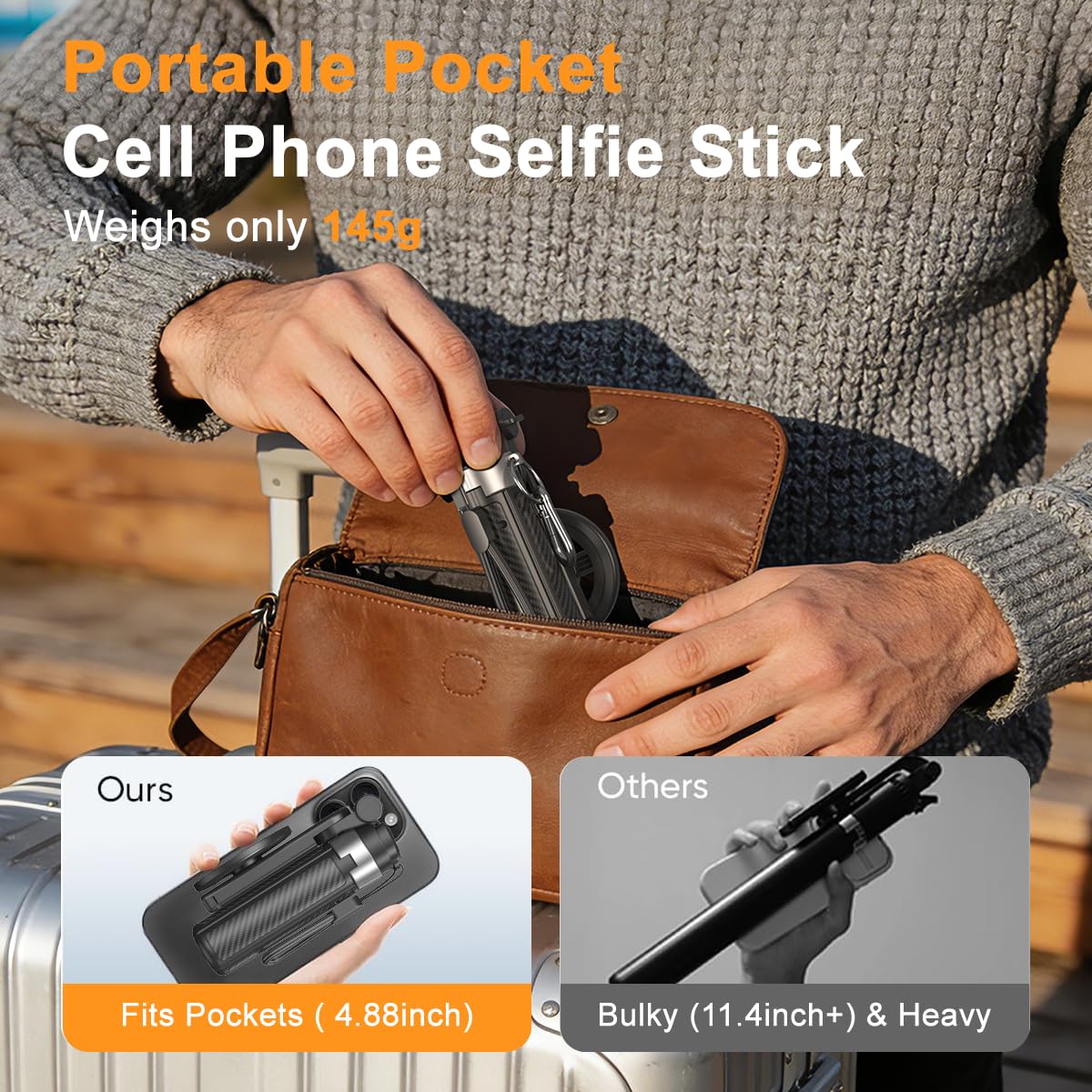 Upgrated 5 in 1 Magnetic Selfie Stick with Remote for Cell - XO Official Imagery - 7