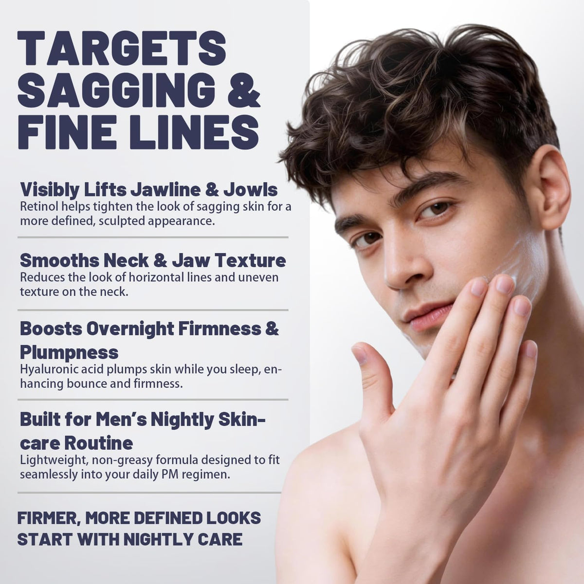 Night Cream for Men with Retinol Hyaluronic Acid Anti Aging - Alveria Official Imagery - 5