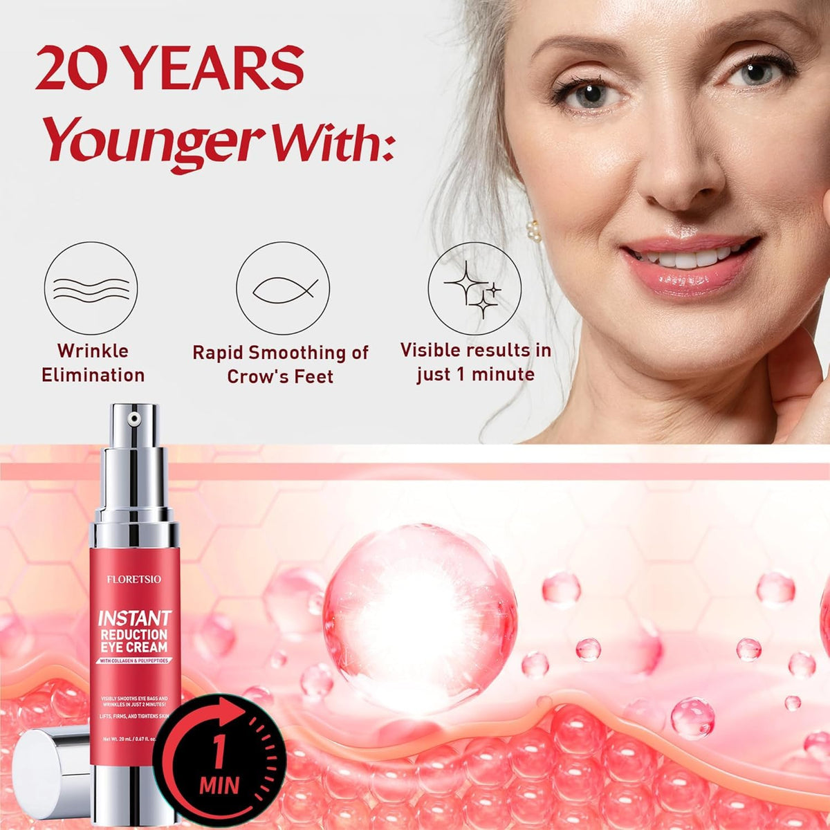 Instant Eye Face Lift Cream in 60s Wrinkle Filler 0 67 oz - Floretsio Official Imagery - 5