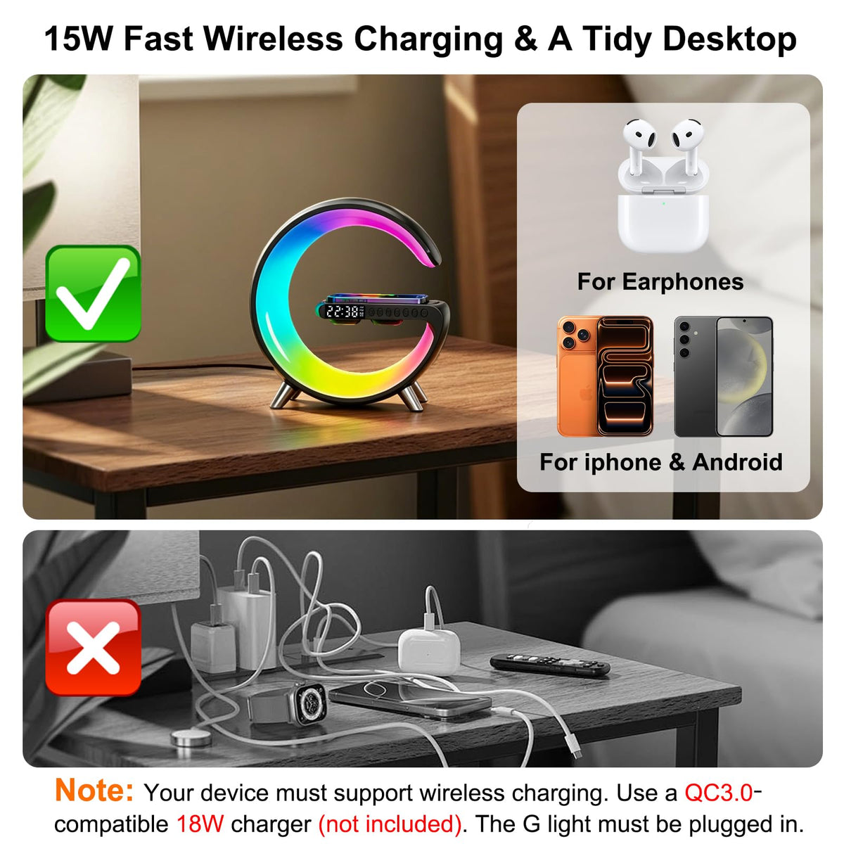 4 In 1 Smart LED Table Lamp Alarm Clock Bluetooth Speaker - WEKEFON Official Imagery - 8