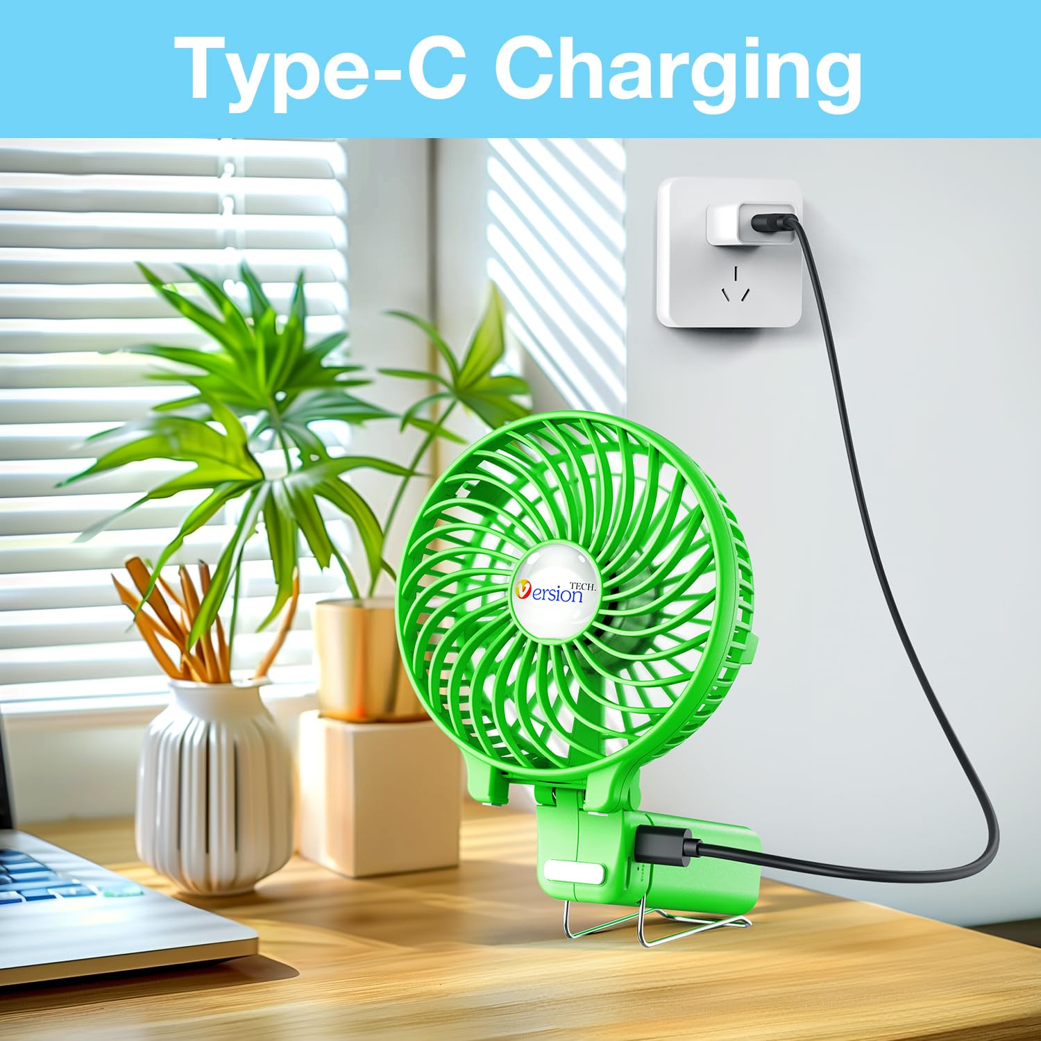 VersionTECH. Portable Handheld Fan, Powerful+Durable+4000mAh+180° by VersionTECH. - Angle View 9