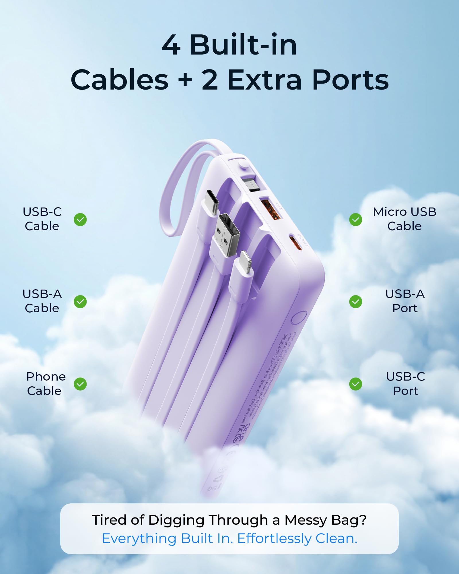 VRURC Portable Charger 4 Built in Cable Fast Charging - VRURC Official Imagery - 5