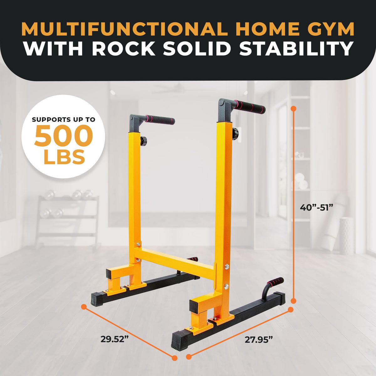 BalanceFrom Steel Frame Dip Station with Adjustable Height - BalanceFrom Official Imagery - 5