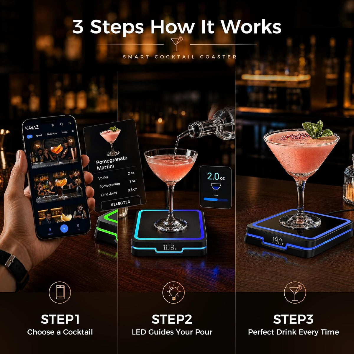 Kiddush Cups Sets KAVAZ Smart Cocktail Maker with LED Pour - KAVAZ Official Imagery - 5