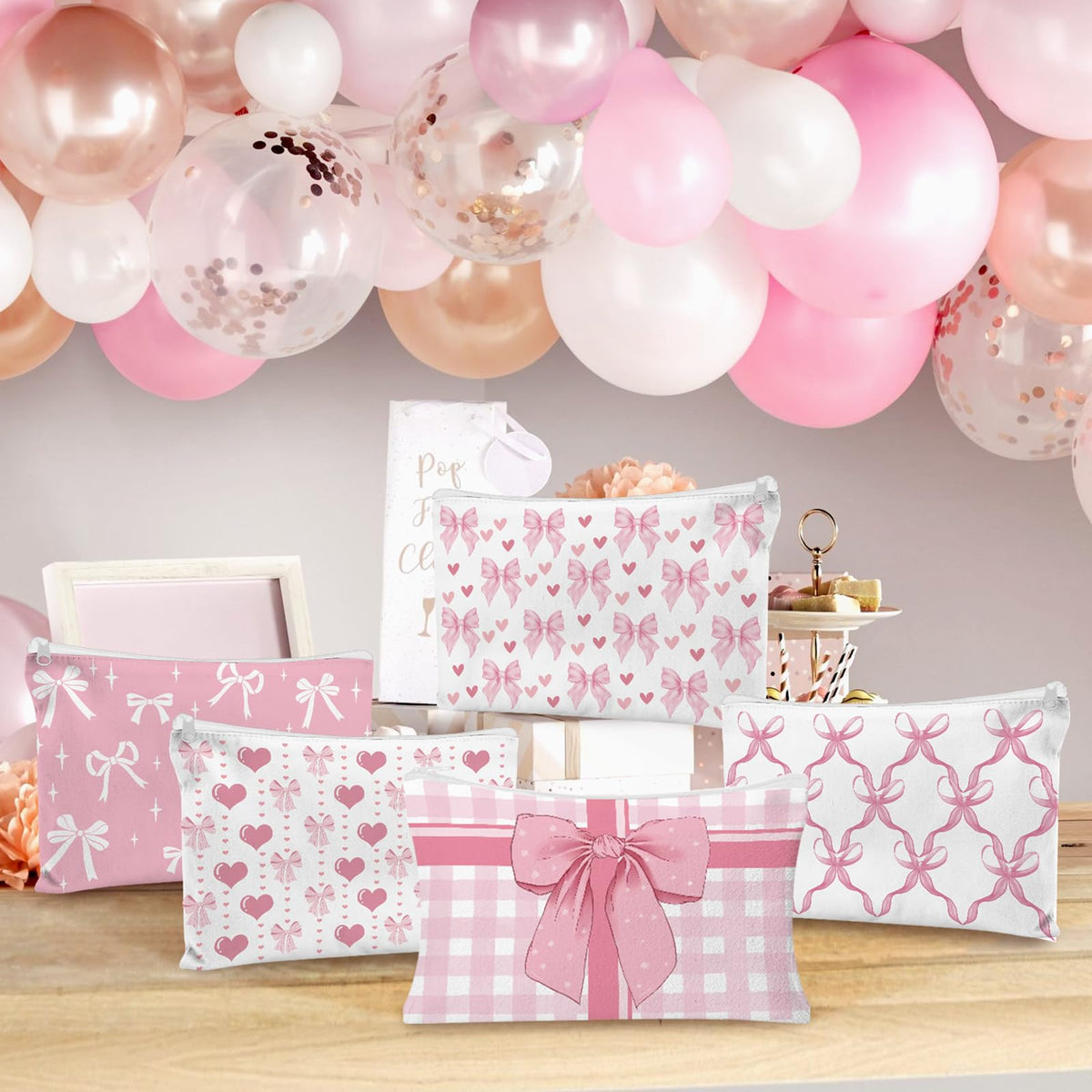 30pcs Pink Bow Makeup Bag Coquette Cosmetic Bags for Women - HSDSH Official Imagery - 3