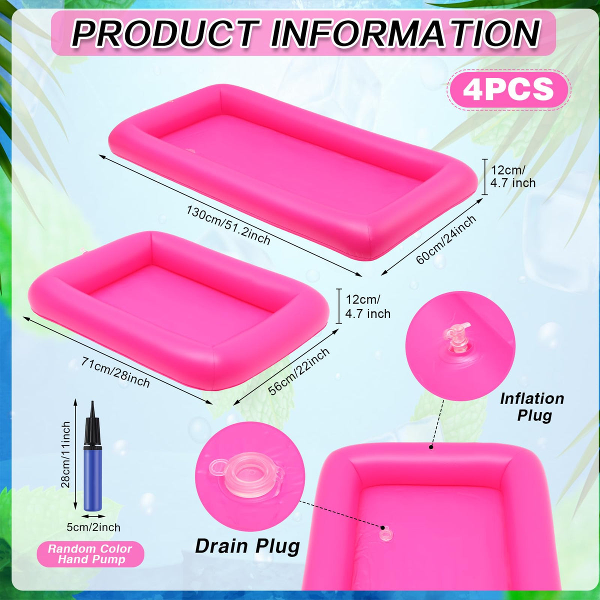 4 Pcs Inflatable Serving Bar Drink Cooler Ice Tray for Food - Leitee Official Imagery - 3