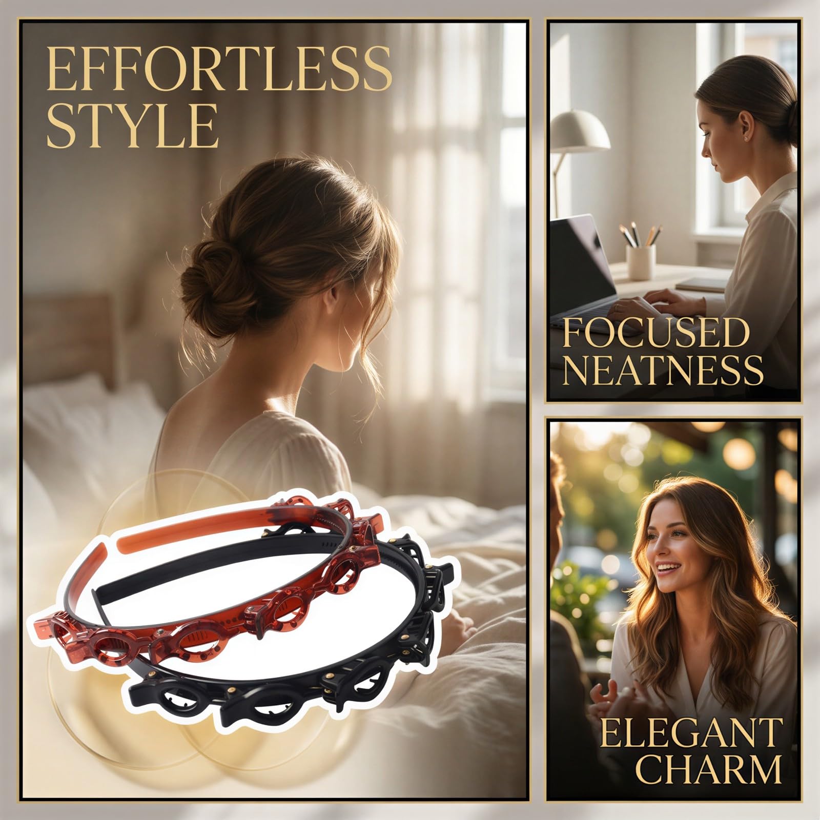 Red and black braided hairband with double layer bangs and teeth design, plastic resin hair accessory for women, wide and stylish.