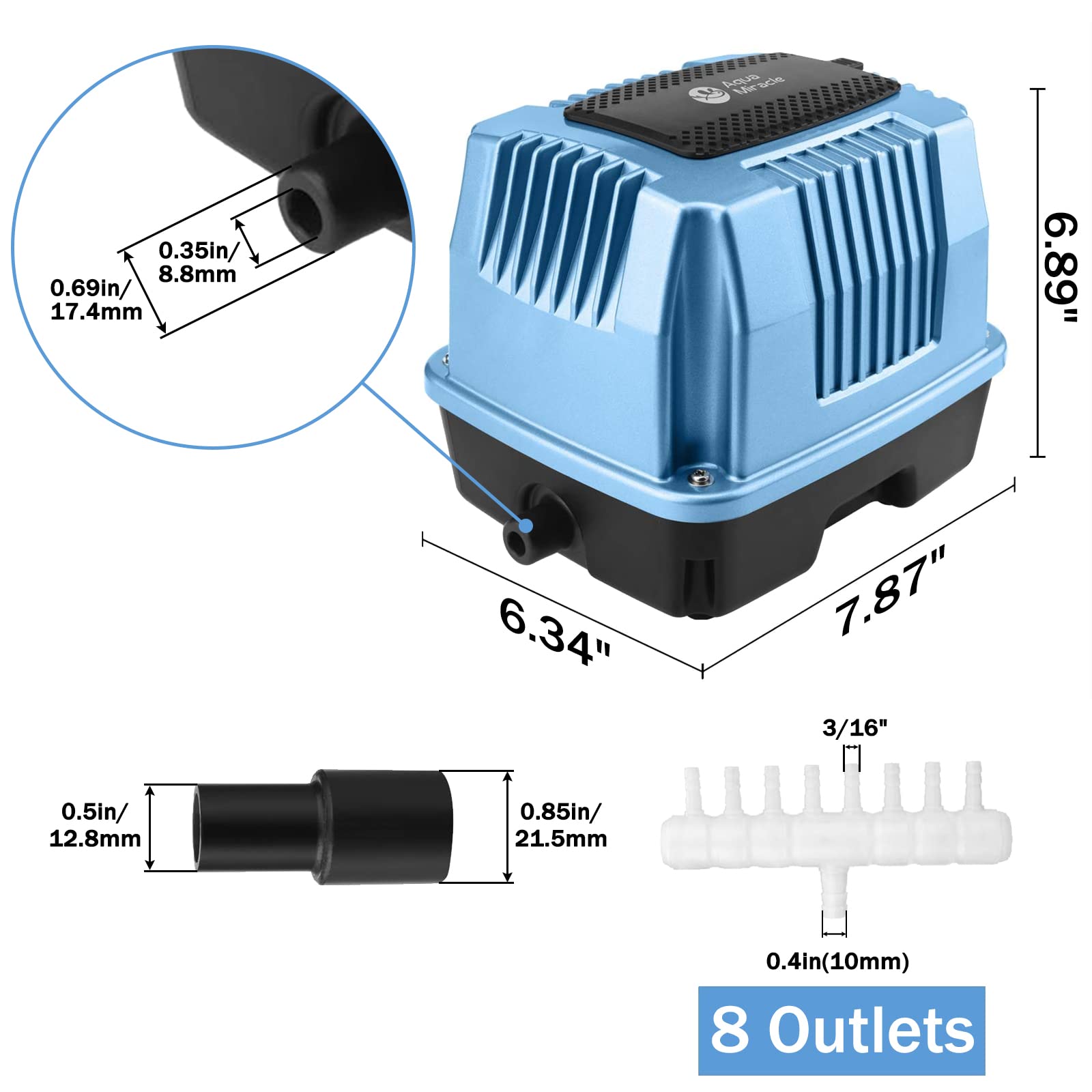AquaMiracle Linear Air Pump AP-40/AP-60/AP-80/AP-160 for Pond Aer - AquaMiracle Official Product View 4