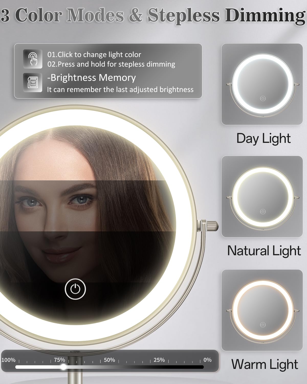 8 Lighted Makeup Mirror with Light 30X Magnifying Height - vpu Official Imagery - 6