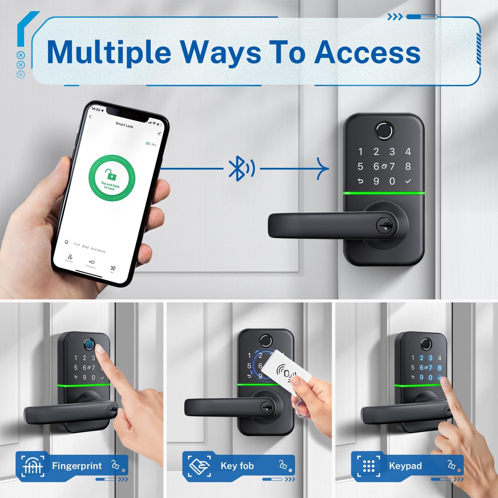 Keypad Smart Door Lock with Handle: Kucacci Keyless Entry Fingerp - KUCACCI Official Product View 2