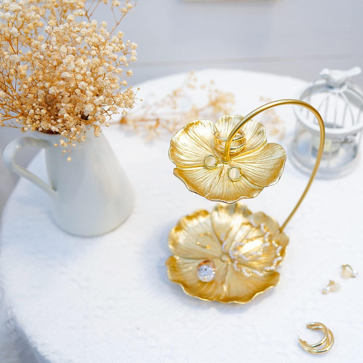 Double layer Gold Lotus Leaf Jewelry Tray for Necklace Ring - SOFFEE DESIGN Official Imagery - 6