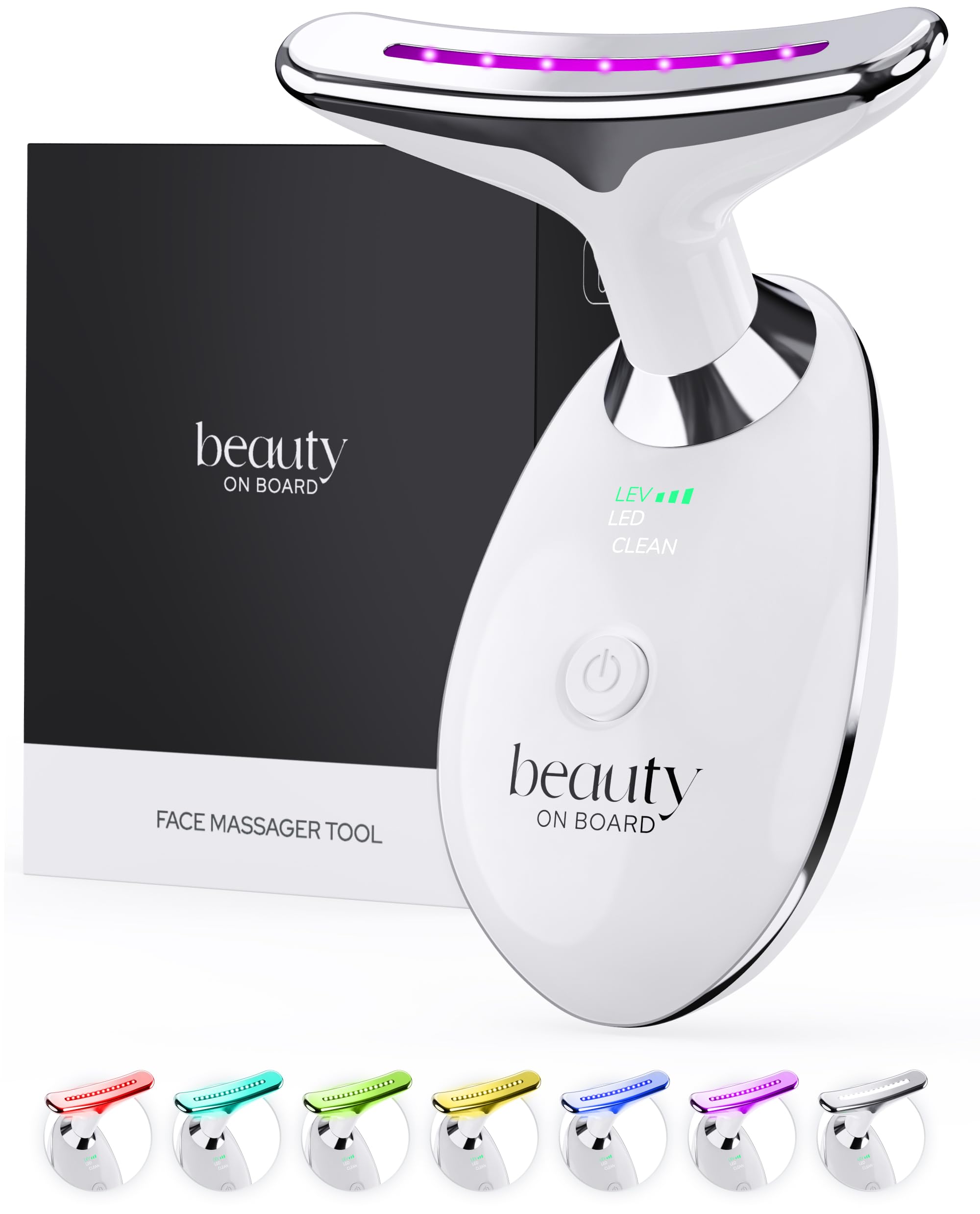 Face Massager Tool with 7 Color LED Light, Ion & Vibration & - Product Imagery
