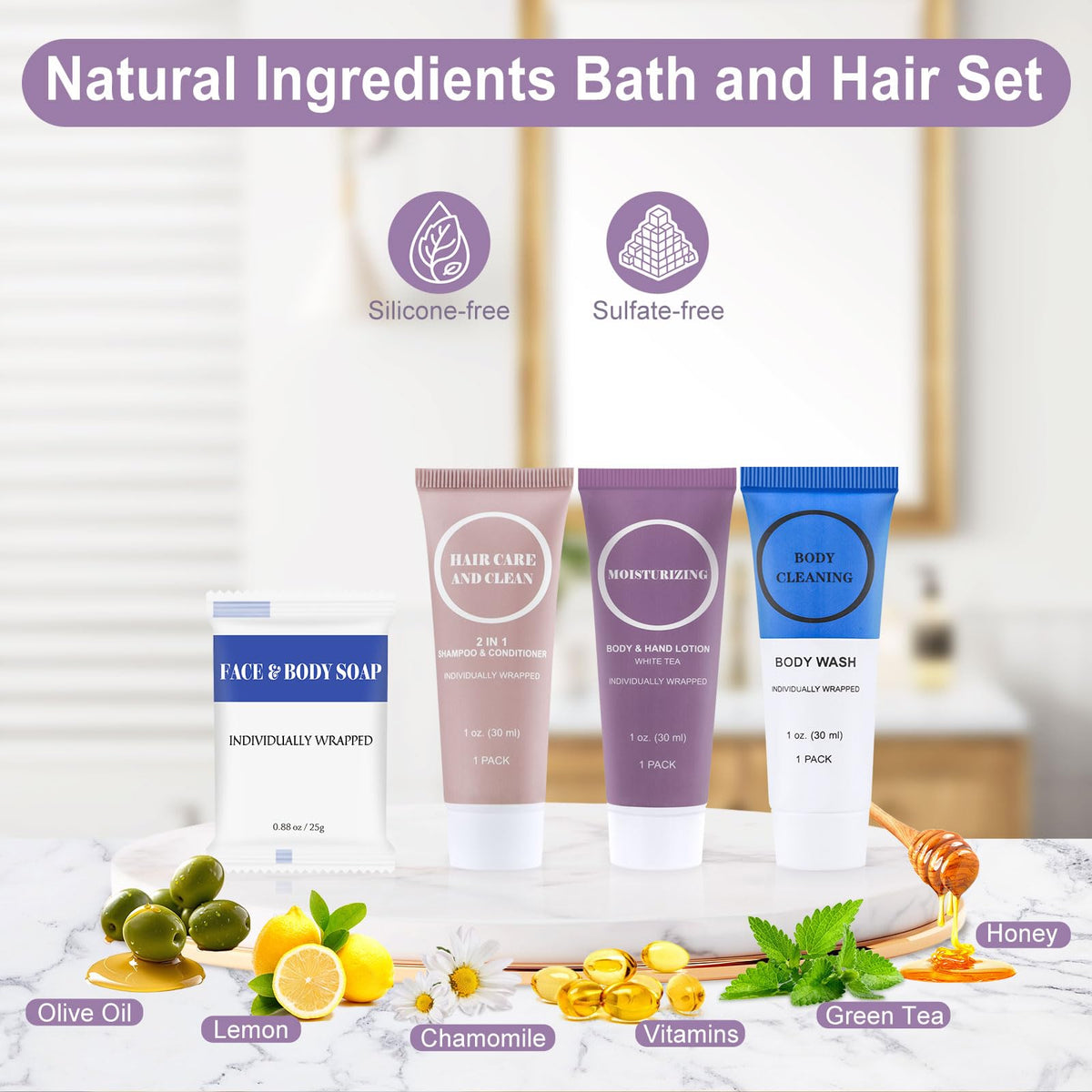 Travel Size Toiletries Set Bulk Individually Wrapped 1 Fl Oz - RSQAZQ Official Imagery - 5