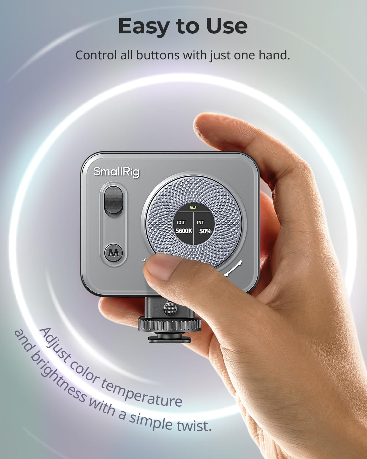 SmallRig Vibe P96 Pro LED video light mounted on camera, portable photography light for professional video and photography shoots.