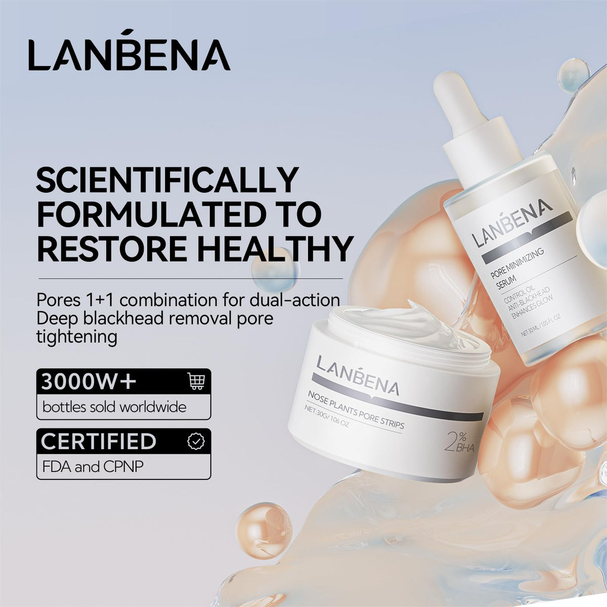 LANBENA 3 in 1 Blackhead Remover Set Pore Strips 30g Pore - LANBENA Official Imagery - 3
