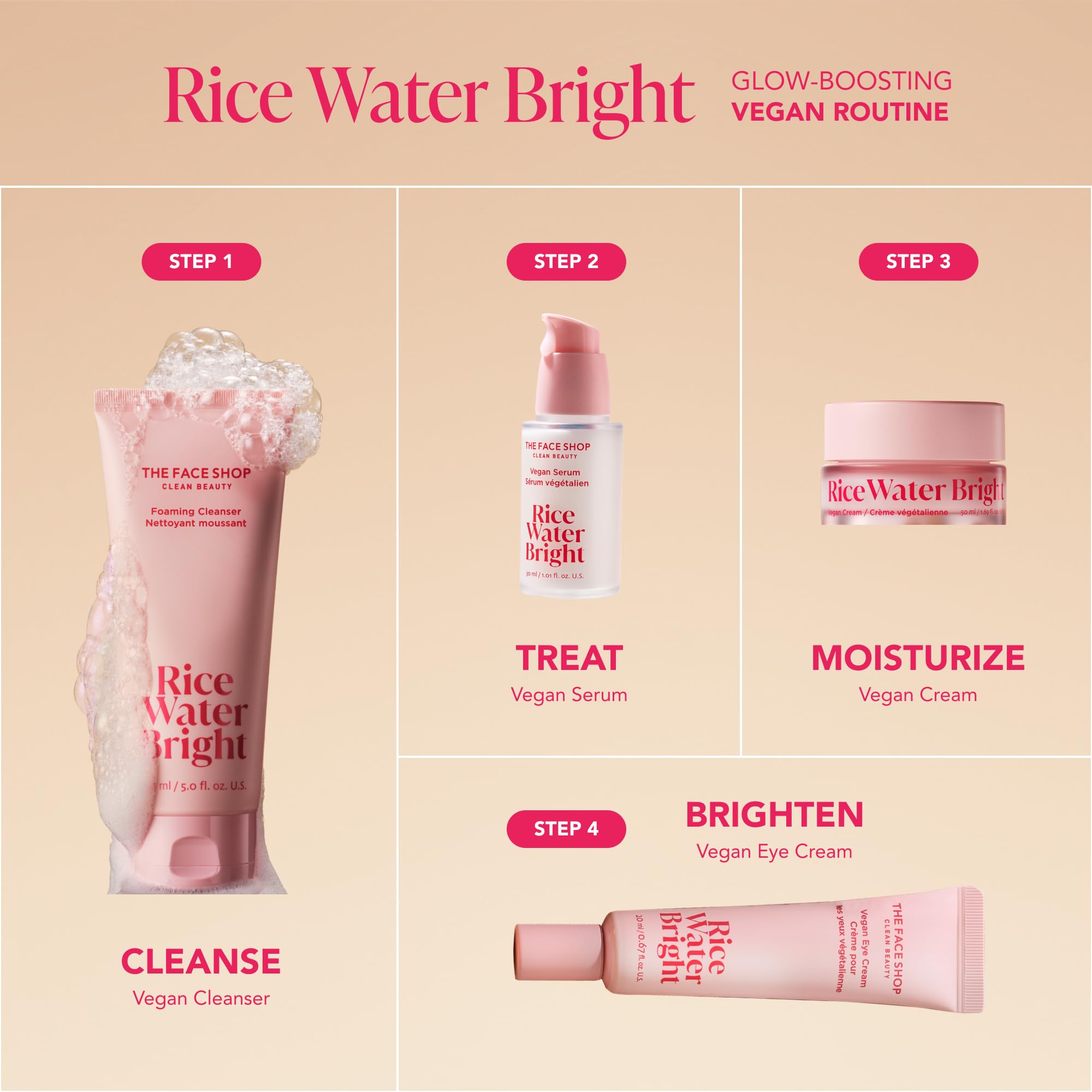 The Face Shop Rice Water Bright Travel Kit, Korean Skin Care Set - The Face Shop