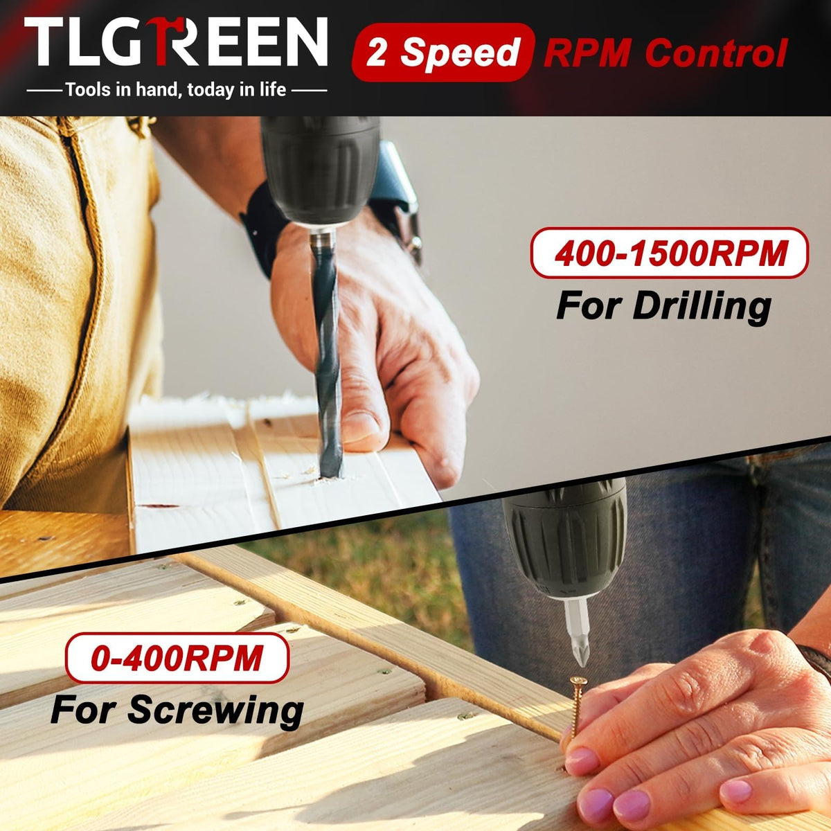 TLGREEN 138 Piece Red Tool Kit 12V Cordless Drill for Home - TLGREEN Official Imagery - 5