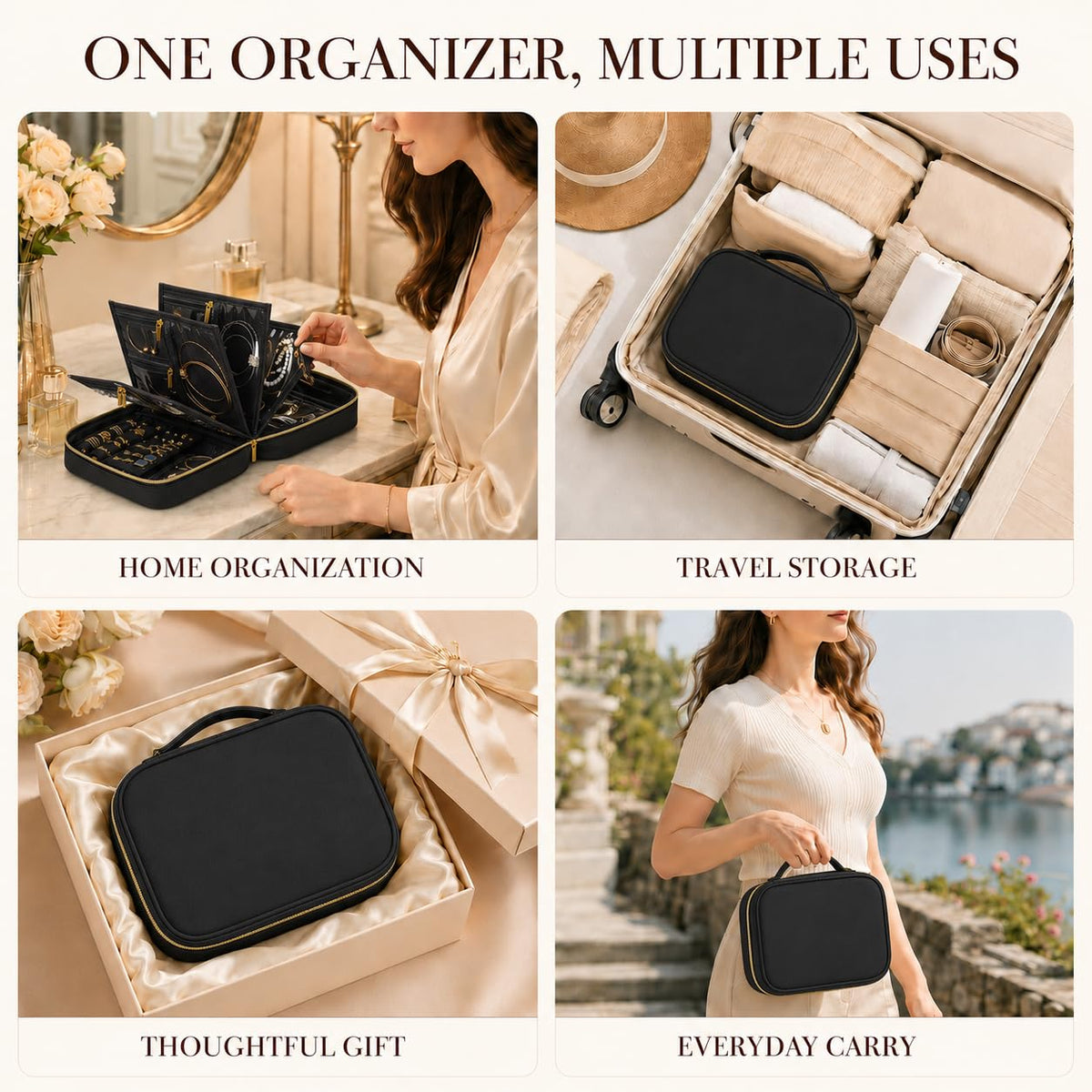 Travel Jewelry Case Organizer for Women Detachable Pouches - Vutlue Official Imagery - 8