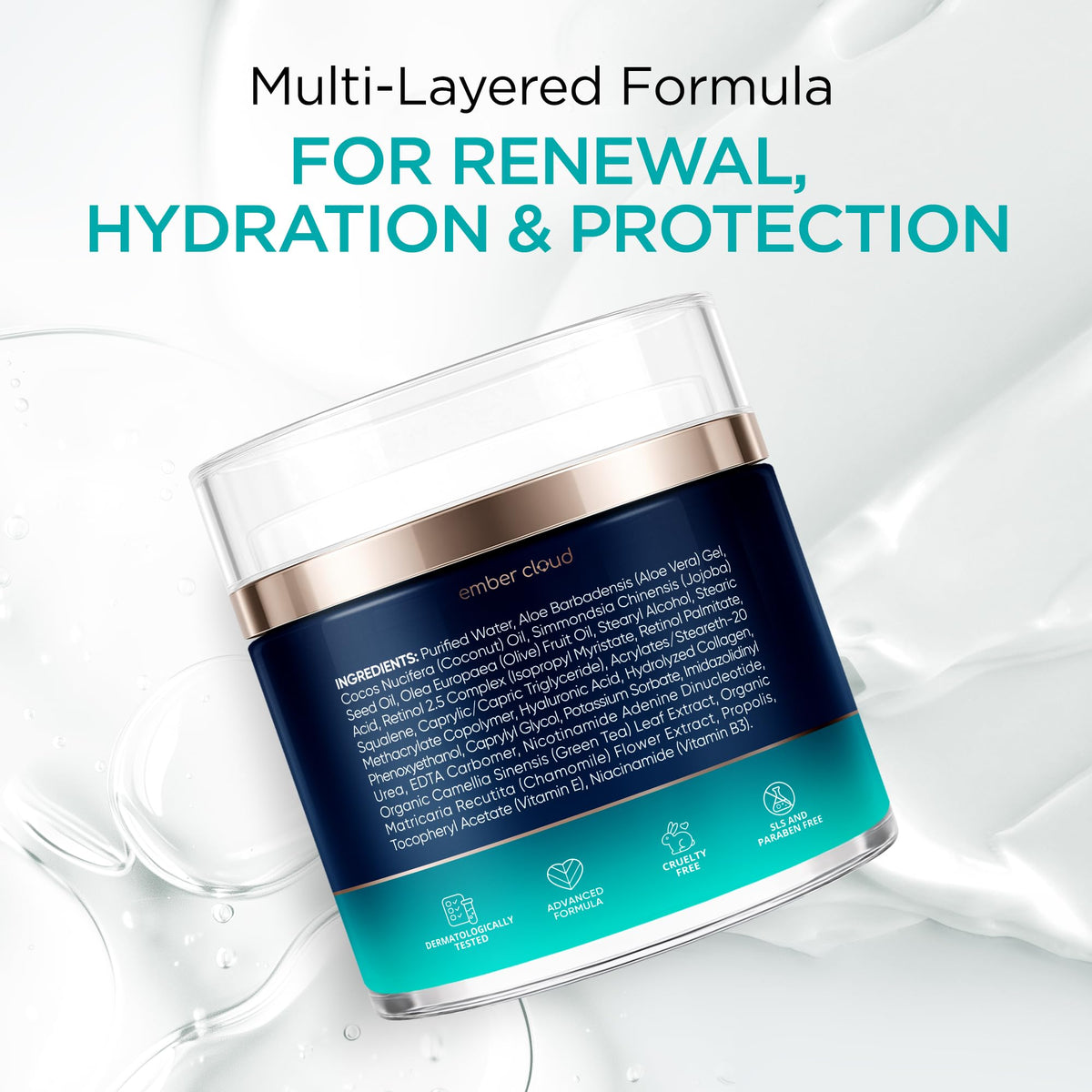 Collagen NAD Cream for Face Retinol Hyaluronic Acid 1 7 Oz - Ember Cloud Official Imagery - 4