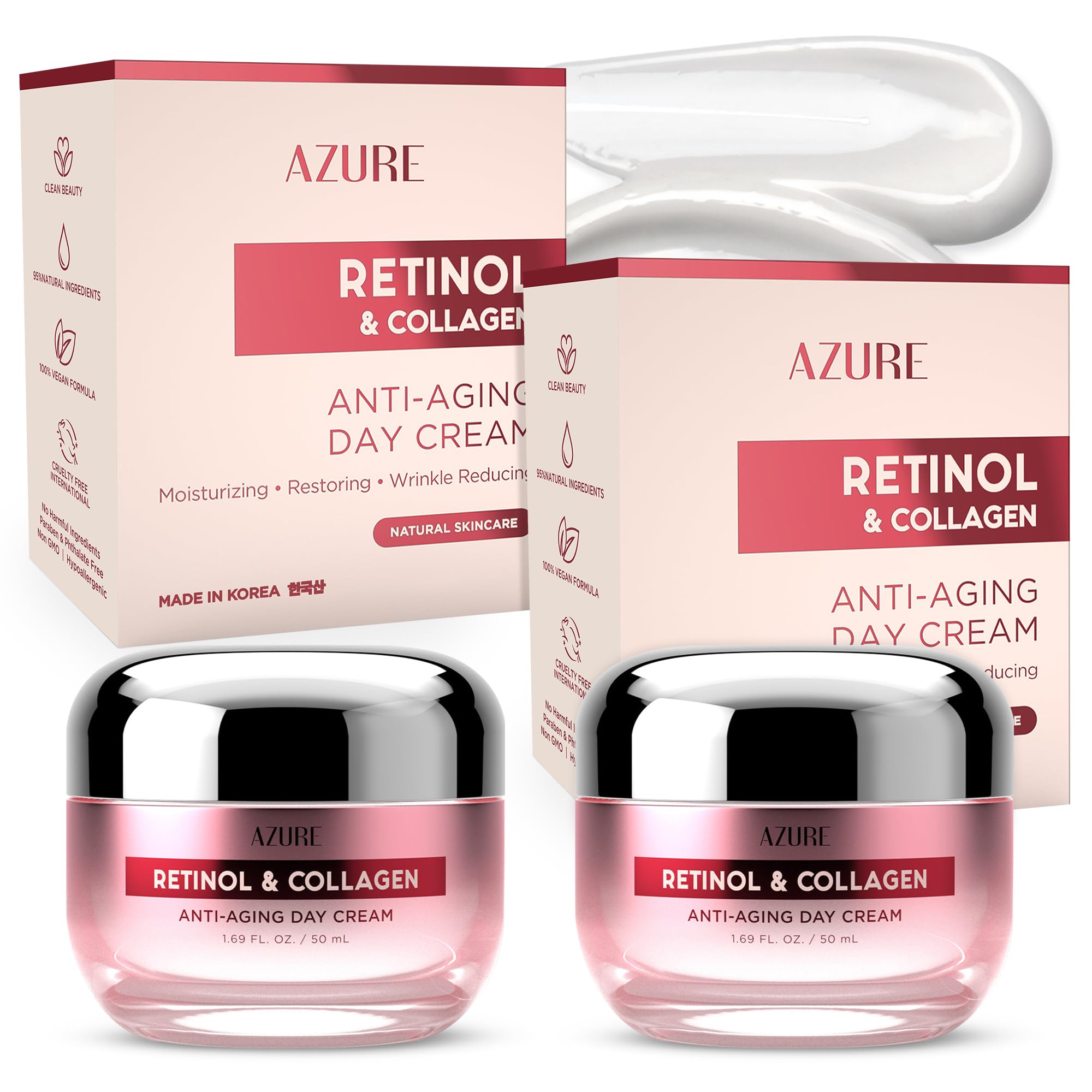 Hyaluronic Acid &amp; Retinol Face Moisturizer, Dermatologist - Azure Cosmetics