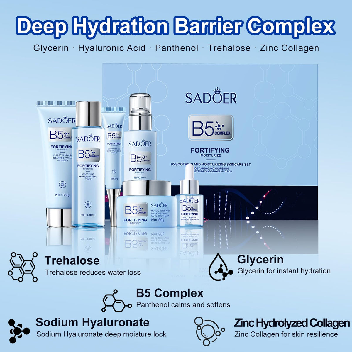 For SADOER B5 Vitamin Skincare Set 6 Piece Barrier Repair - DailyBrio Official Imagery - 6