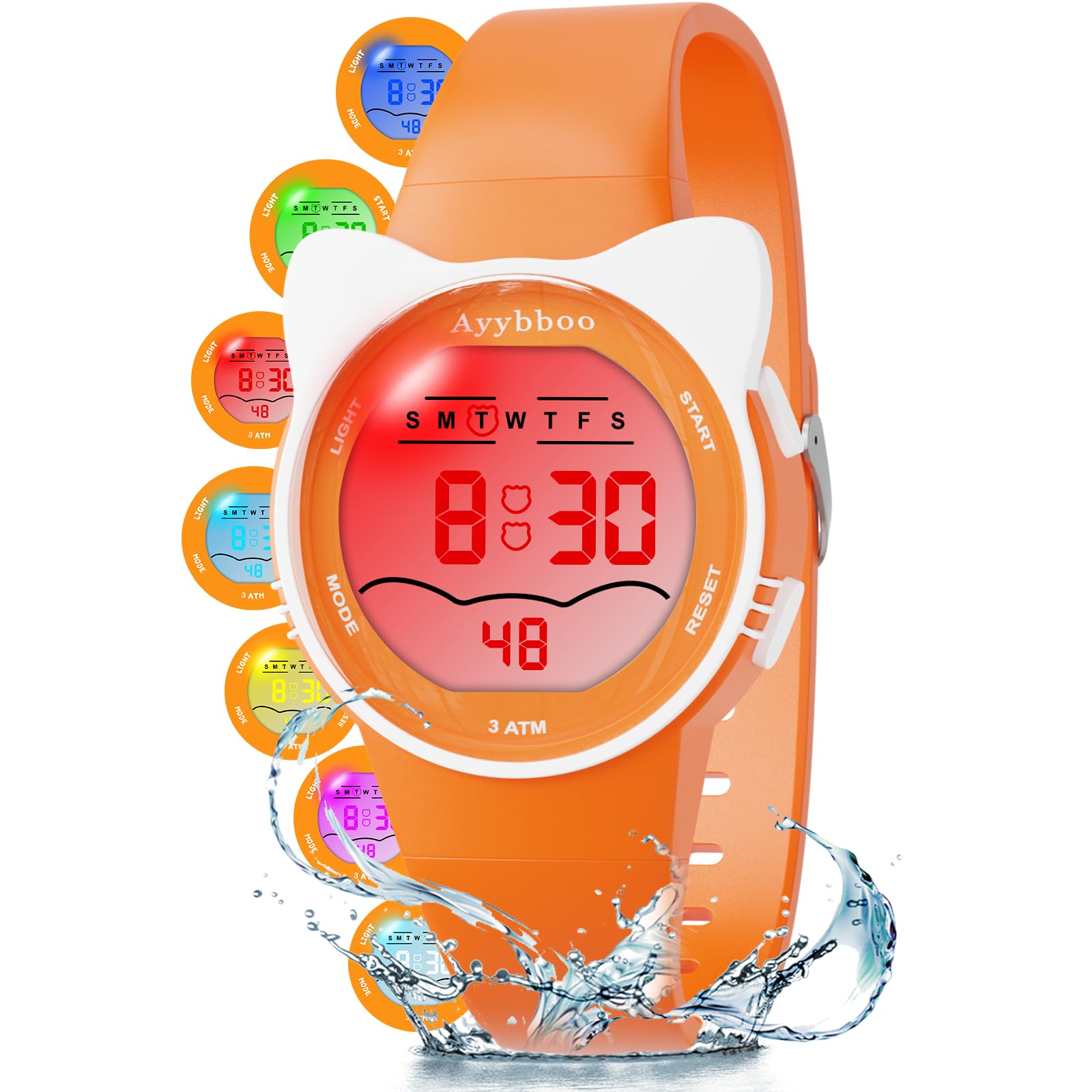 Ayybboo Kids Waterproof Watch 7 Color Light Alarm - View 8