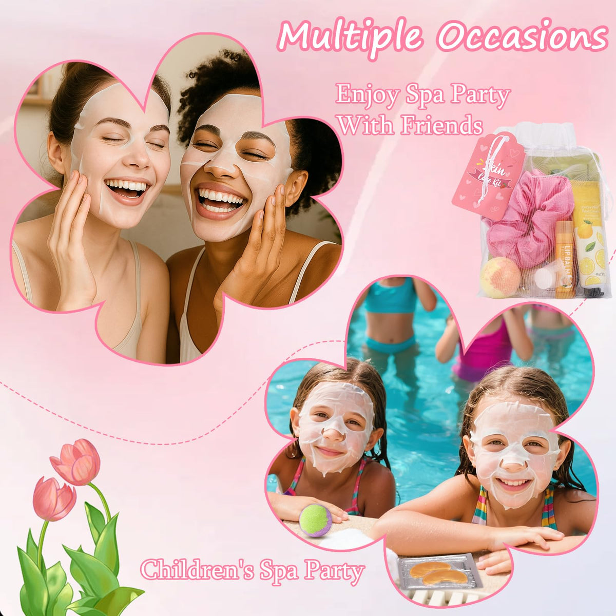 60PCS Spa Party Supplies for Girls Include Facial Masks Lip - Jutqut Official Imagery - 4