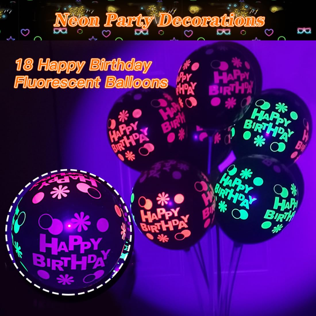 188 Pcs Neon Party Supplies Glow In The Dark Party Supplies - seashellss Official Imagery - 4