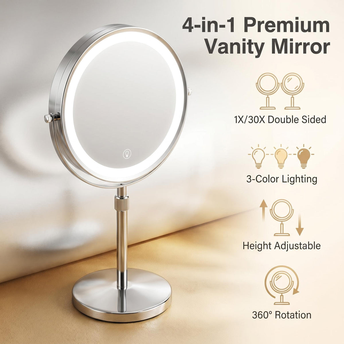 8 Inch Double Sided Vanity Mirror 1X 30X Magnifying Makeup - Premium Selection Official Imagery - 5