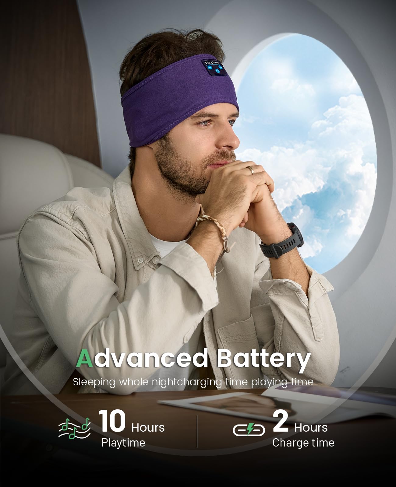 Perytong Sleep Headphones Sleeping Bluetooth Headband, Soft Headphone - View 6