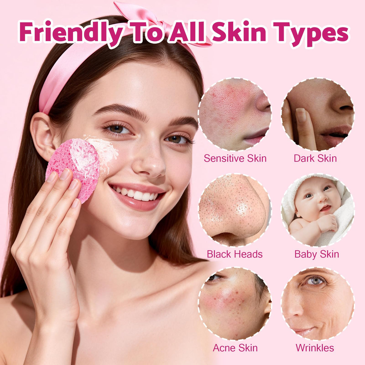 320 Count Compressed Facial Sponges Natural Cellulose Face - NEOACT Official Imagery - 5