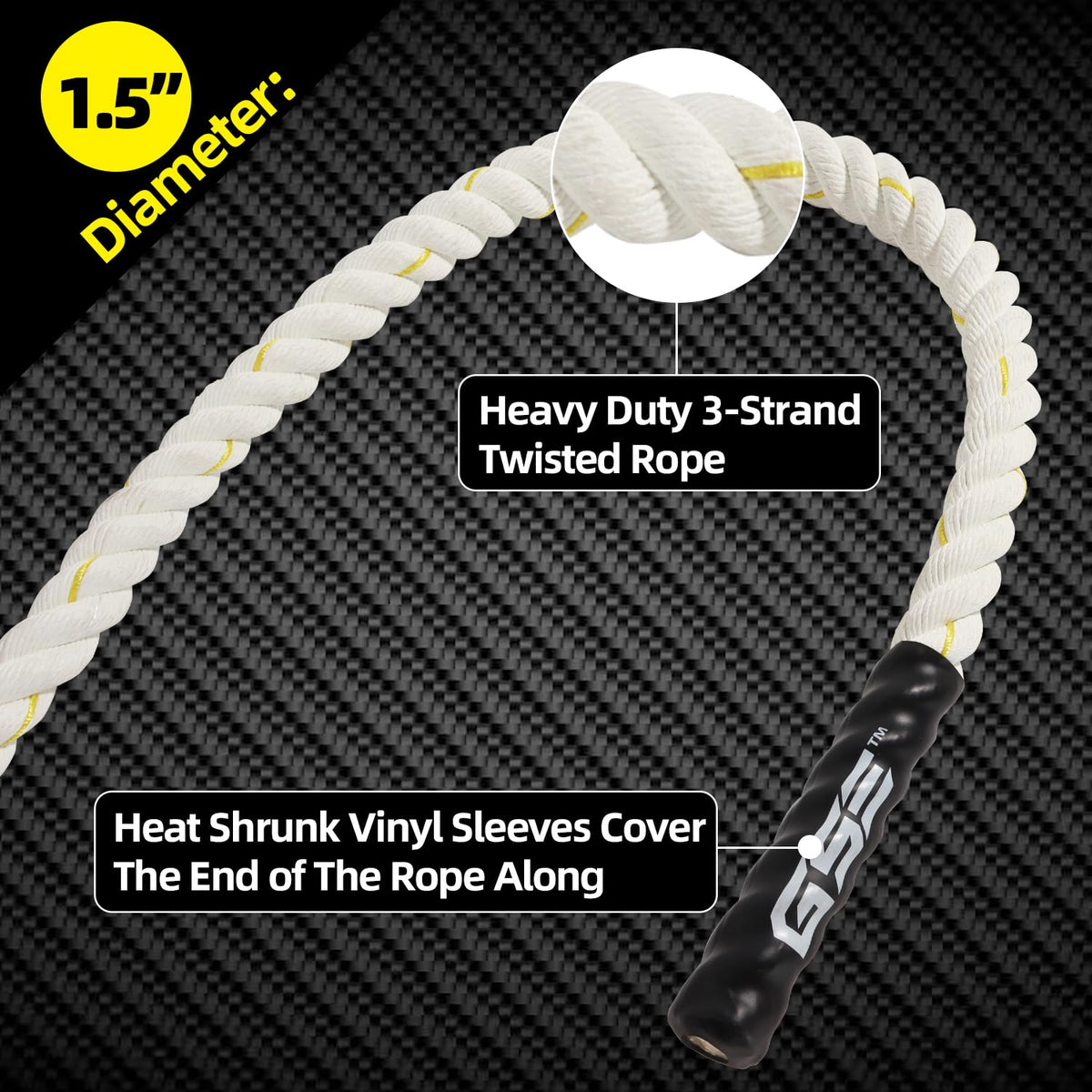 GSE Gym Climbing Rope 1 5 Diameter Heavy Workout Rope for - GSE Games & Sports Expert Official Imagery - 4