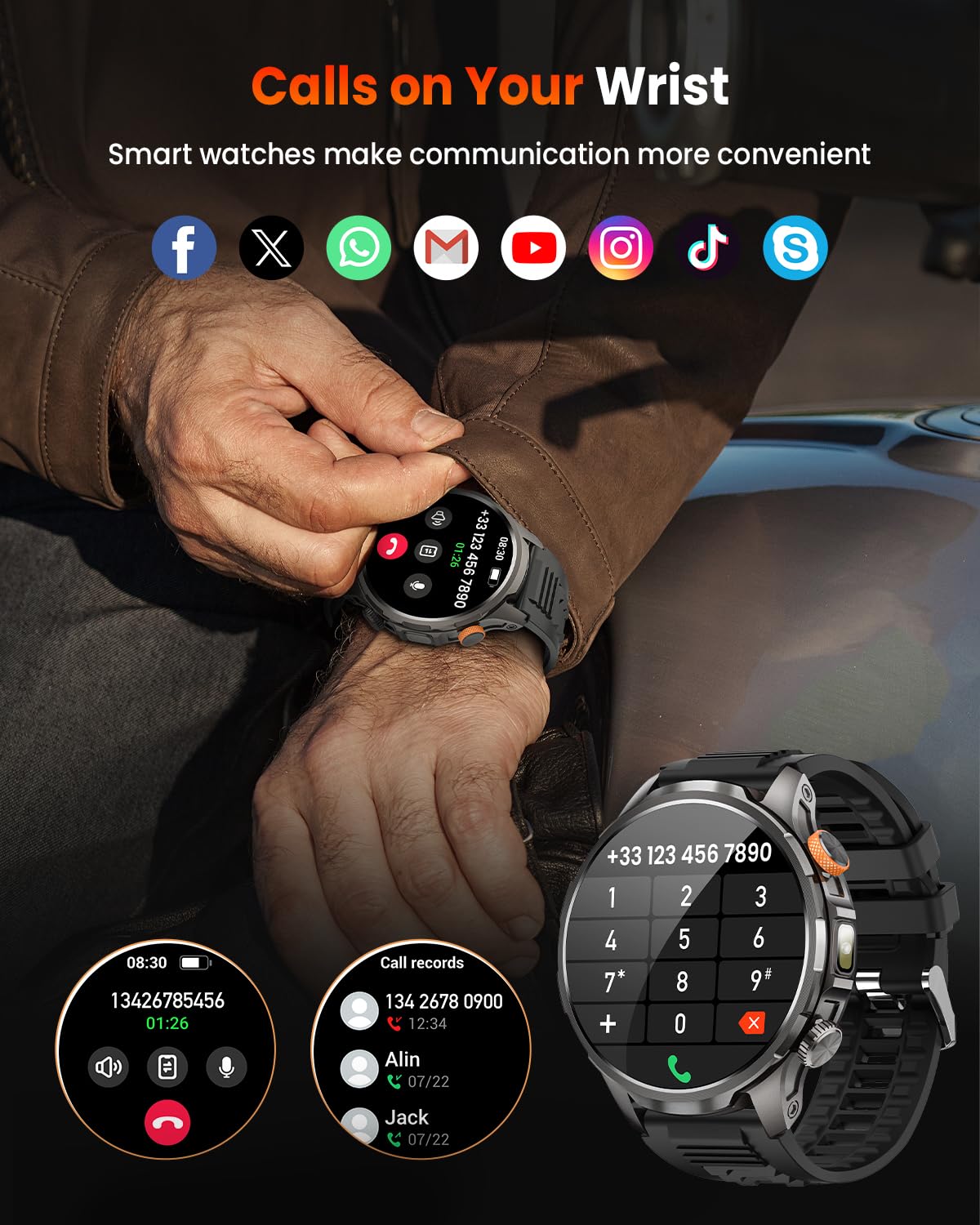 NAIXUES Military Smartwatch for Men 1000mAh Fitness Tracker Rugged Men - View 6