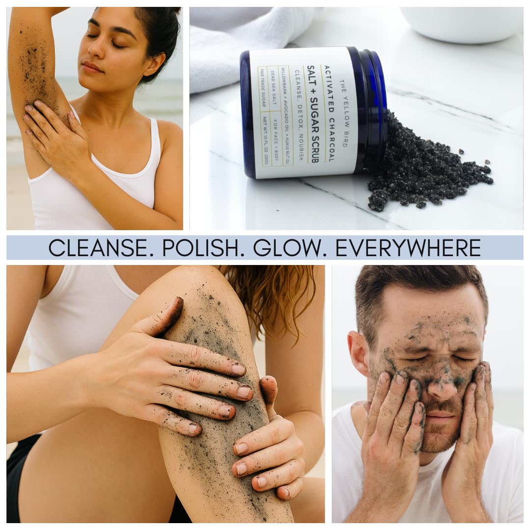 The Yellow Bird Activated Charcoal Face & Body Scrub – Natural Deep Cleansing - The Yellow Bird Official Product View 4