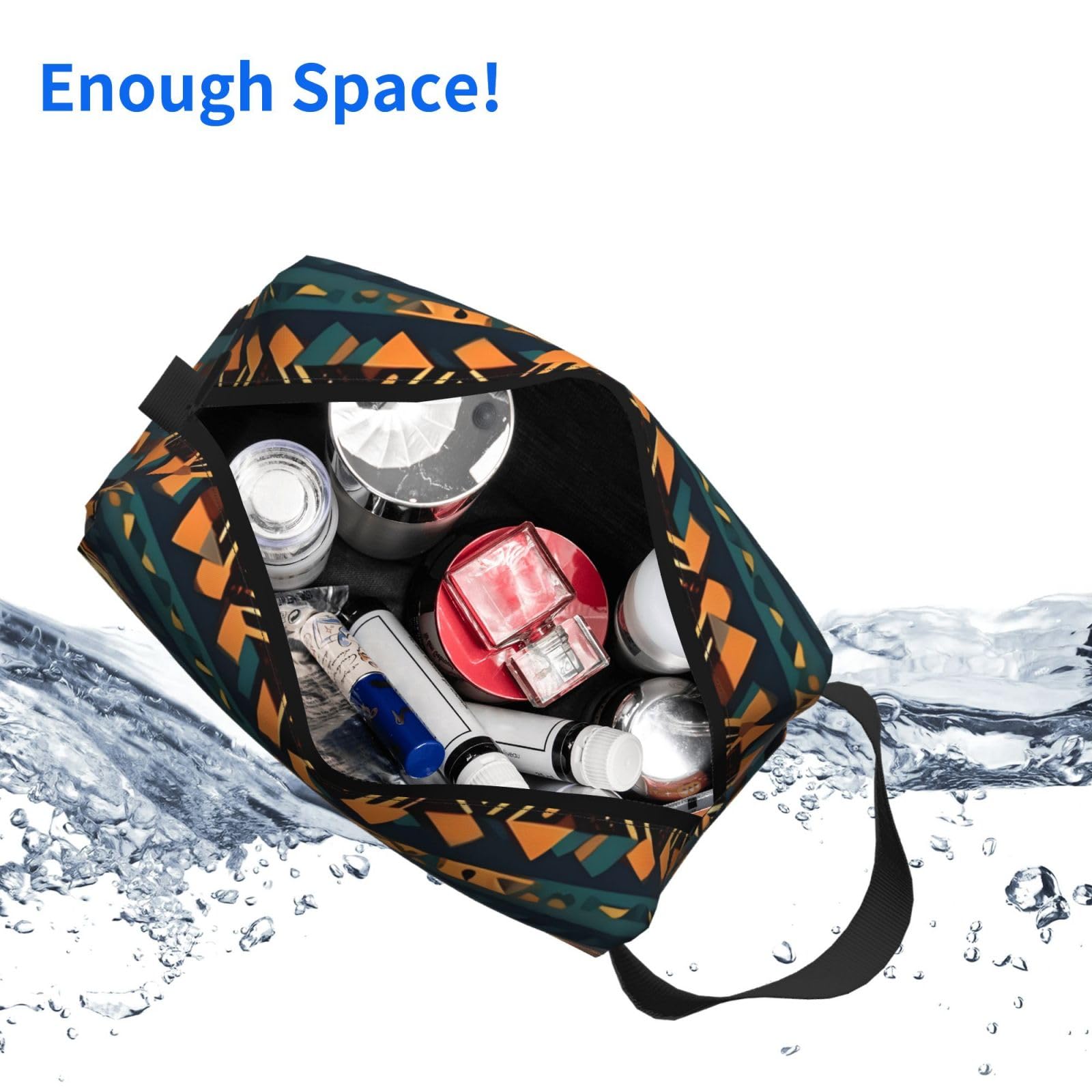 SXZVVBN African Tribal Ethnic Texture Large Capacity Travel Toiletry Bag Durable Oxford Cloth Makeup Organizer Cosmetic Pouch