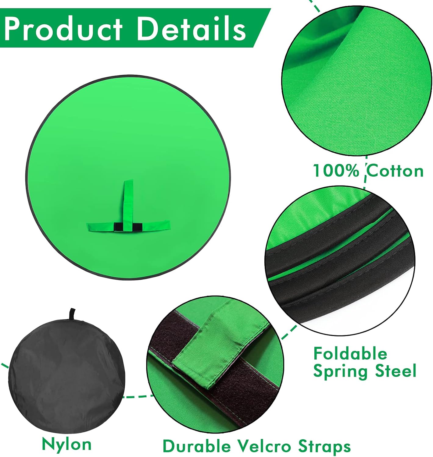 Aiuca portable green screen chair with 57-inch green backdrop and stand for photography or video production.