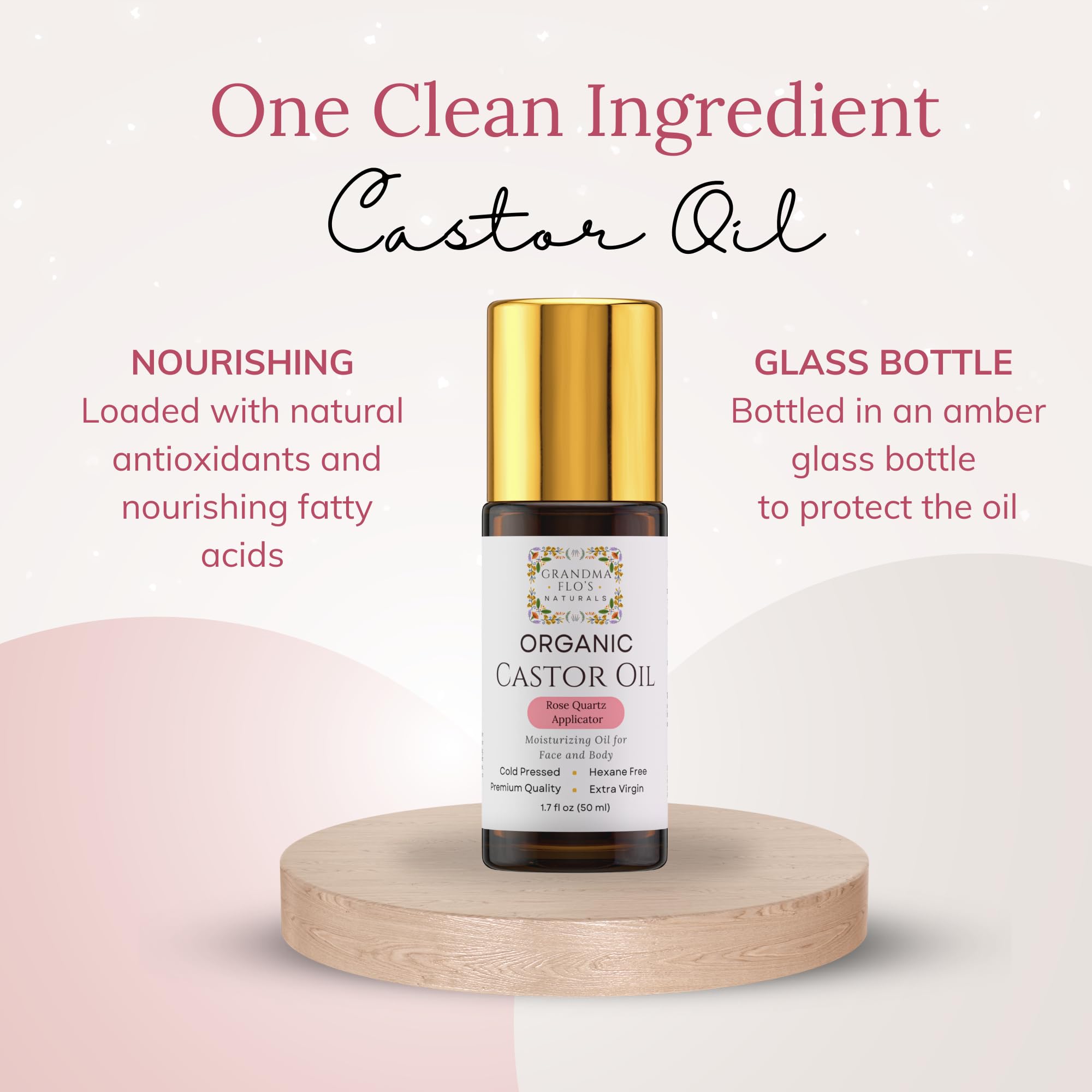 Grandma Flo s Naturals Organic Castor Oil with Rose Quartz - Grandma Flo's Naturals Official Imagery - 3