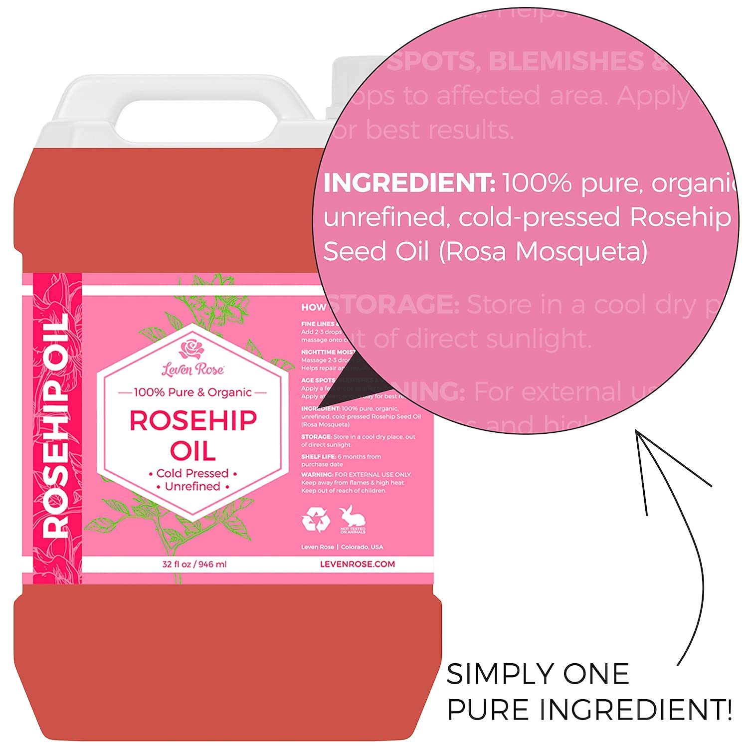 Leven Rose Rosehip Seed Oil - Pure Cold Pressed Oil for Face & Body - Leven Rose Official Product View 6