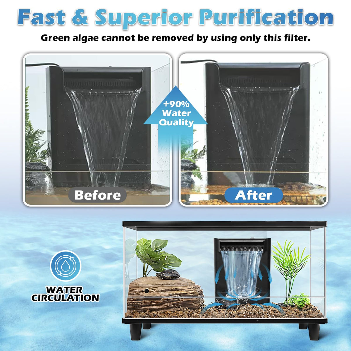 Turtle Tank Filter Aquarium Filter Power Adjustable 20 75 - TARARIUM Official Imagery - 4