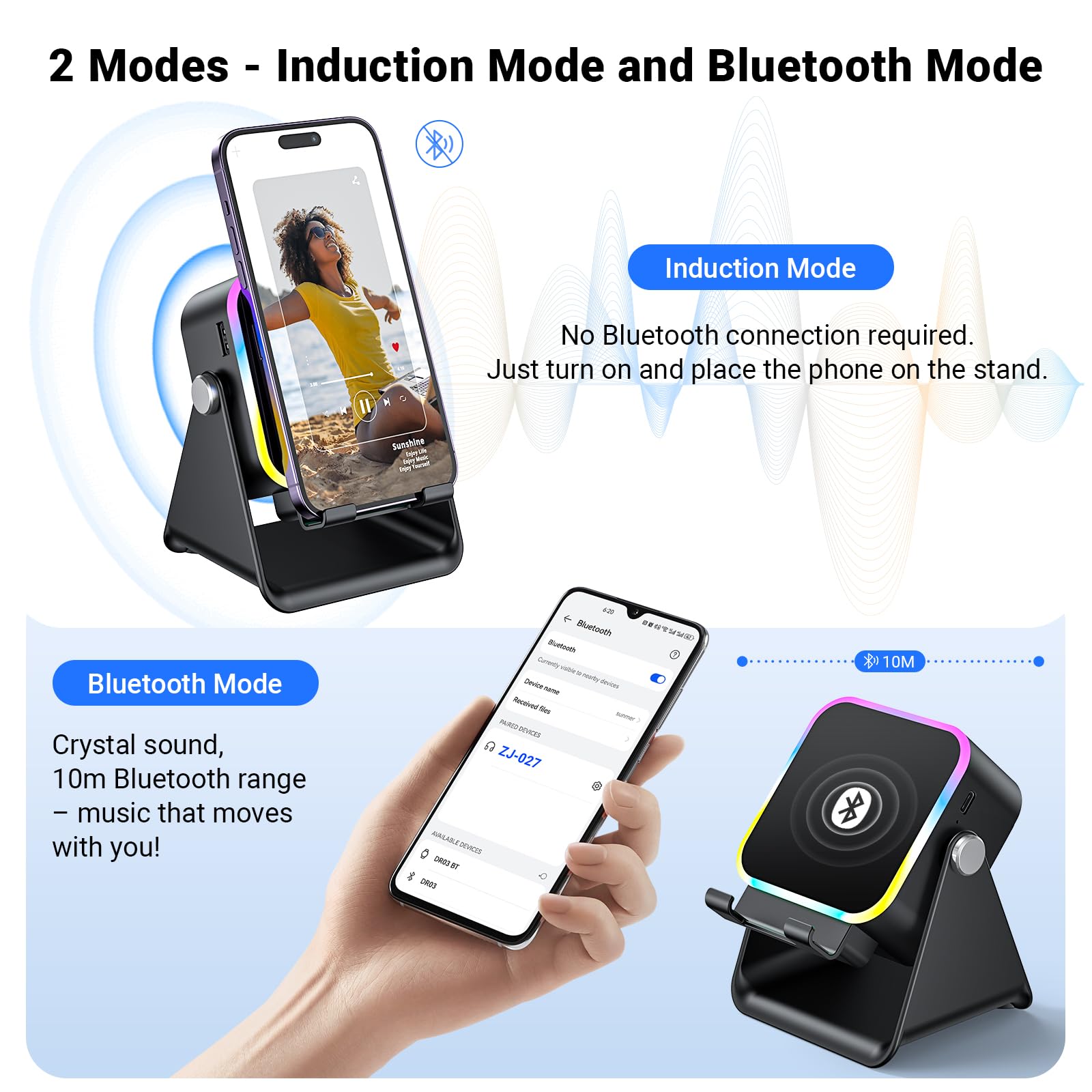 AIKELA Induction Speaker with Phone Stand 5 in 1 Wireless Bluetoo - AIKELA Official Product View 3
