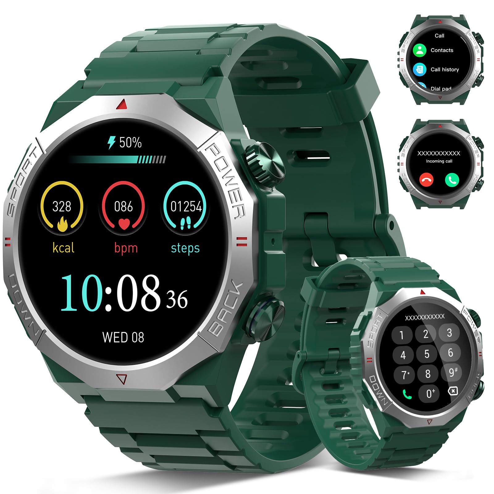 Qecnato Military Smart Watch for Men Answer Calls 1.39" HD Fitness 30D - View 8