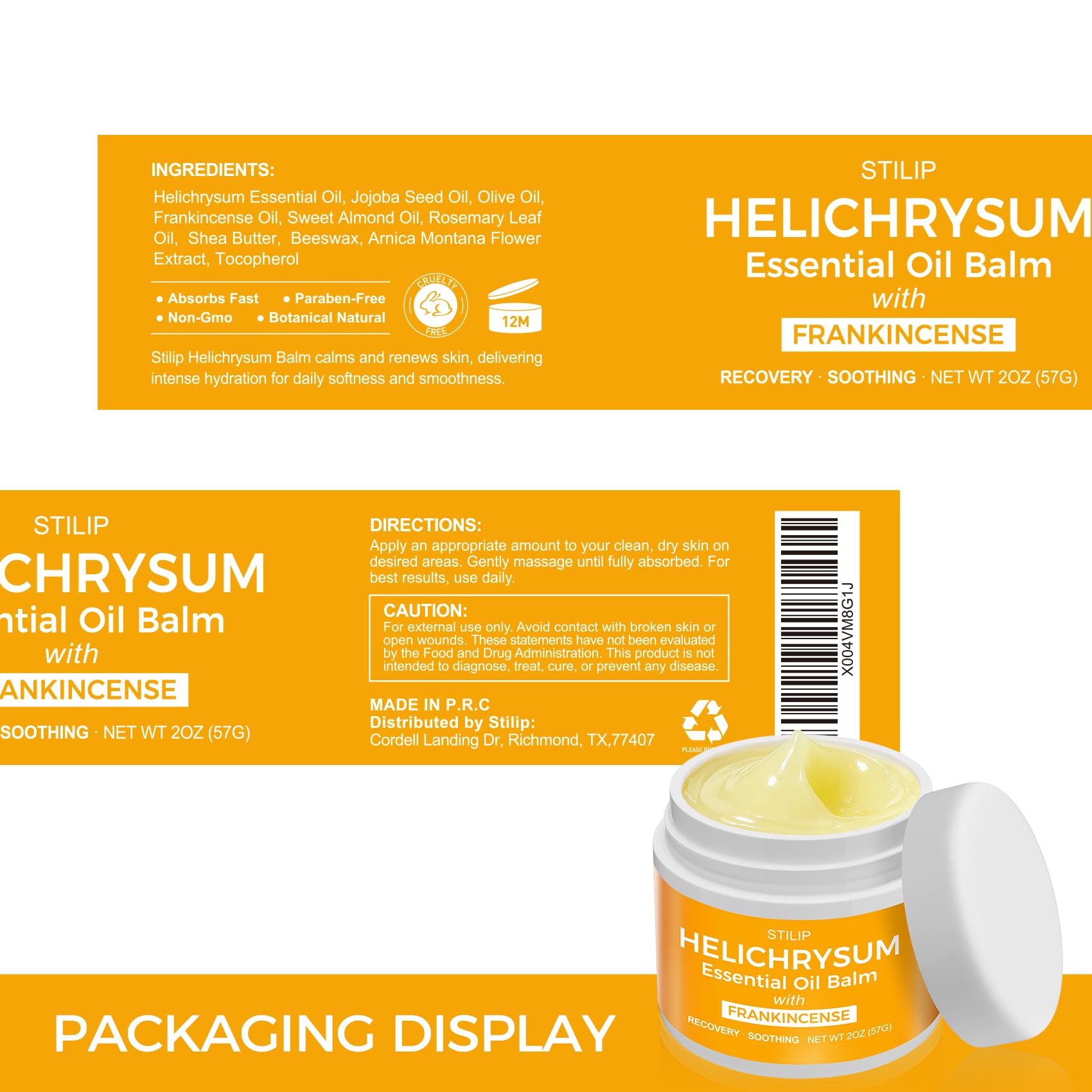 STILIP Helichrysum and Frankincense anti-aging skin moisturizer in a 2oz jar, showcasing a smooth, nourishing balm for youthful skin.