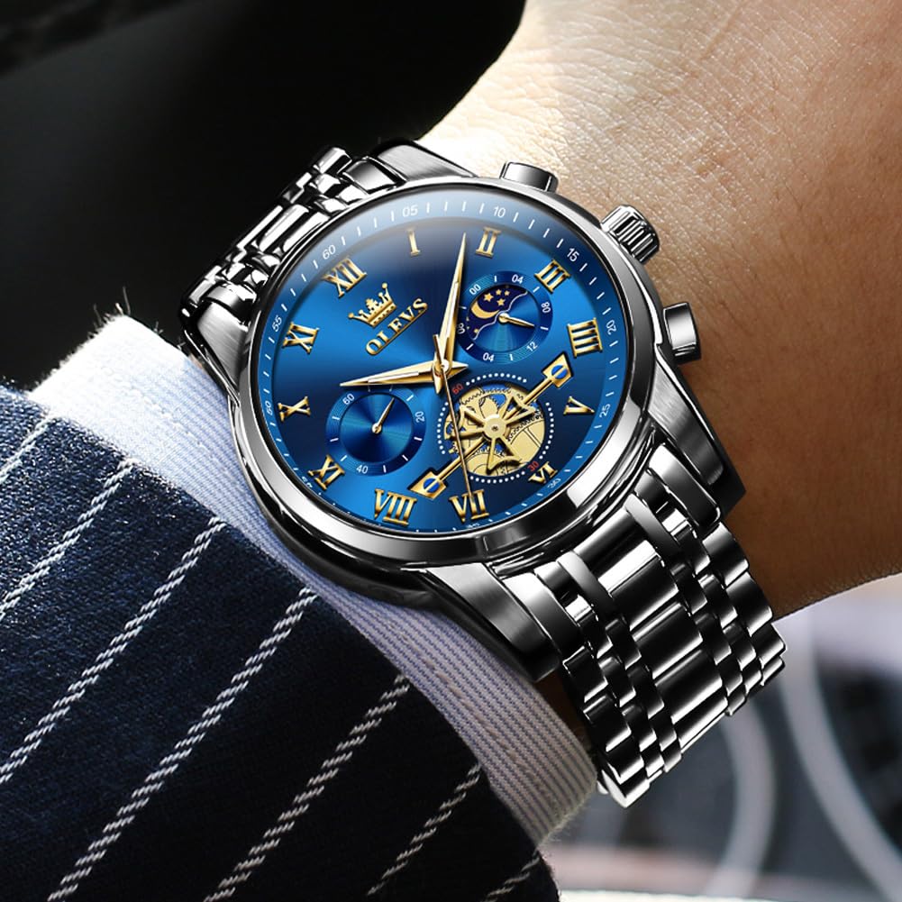 OLEVS Blue Men's Chronograph Dress Watch | Luxury Gift