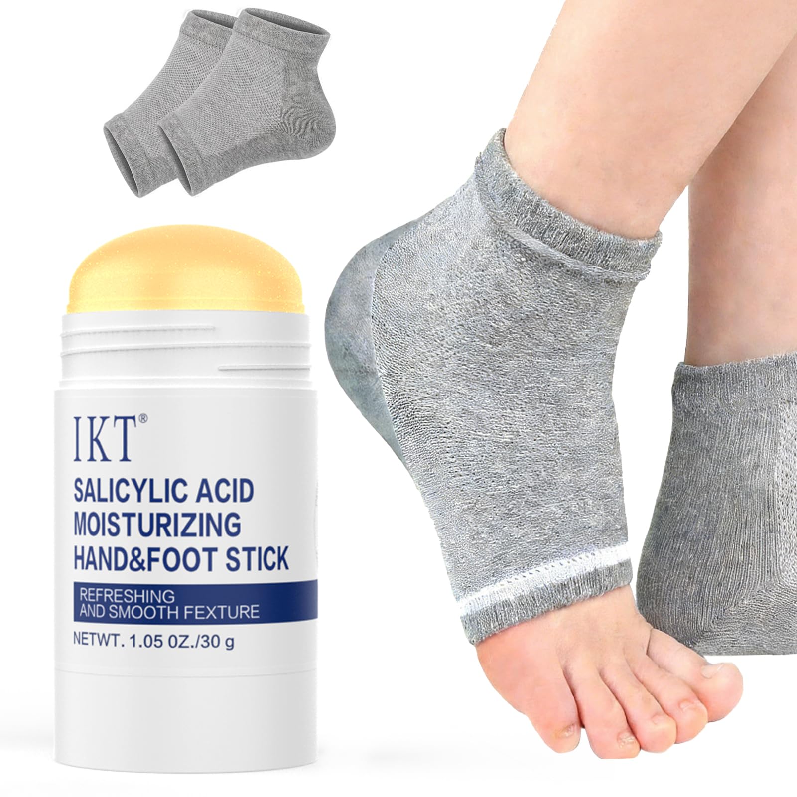 PasaRose Heel Crack Care & Moisturizing Set, Includes a pair of moisturizing heel socks and a professional heel repair stick. deeply treats dry and cracked feet